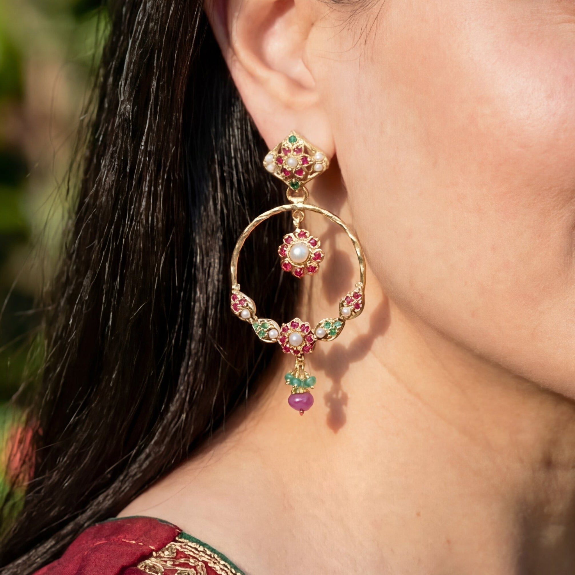 Delicate Chandbali Earrings For Girls | Gold Plated Sterling Silver ER 563