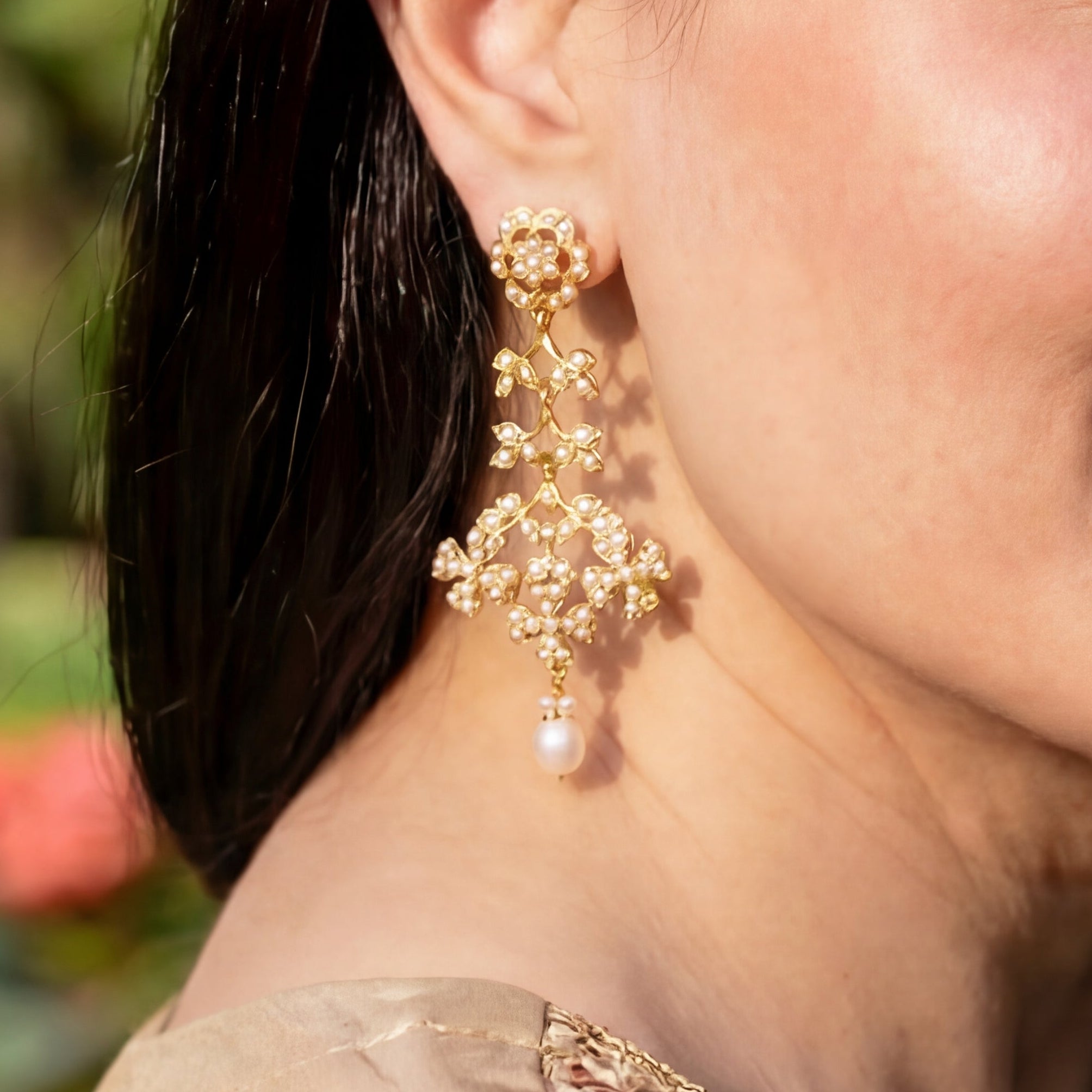 Pearl Drop Earrings on 925 Sterling Silver ER 174A