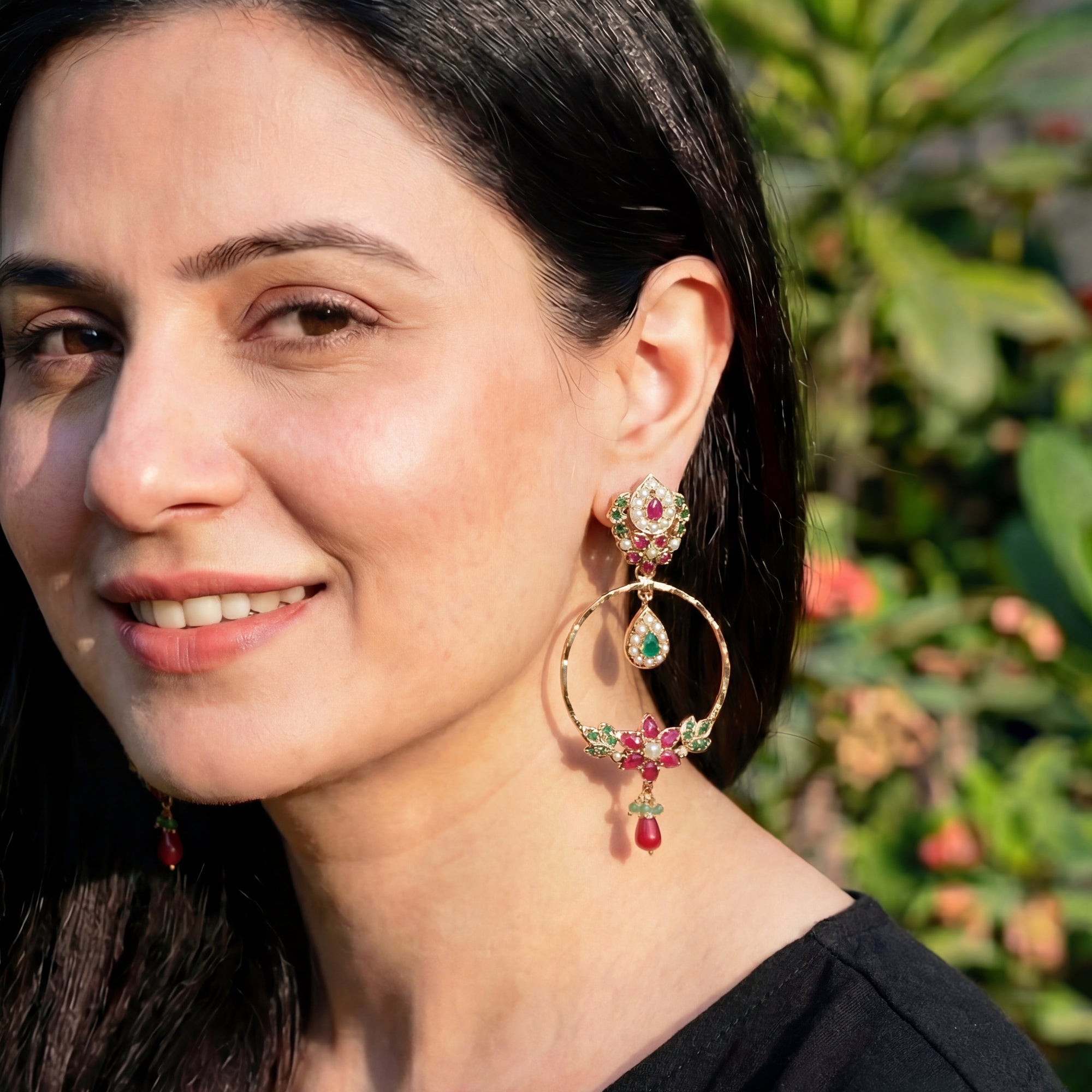 गोल्ड प्लेटेड चांदबाली इयररिंग्स, नाज़ुक आभूषण ER 545