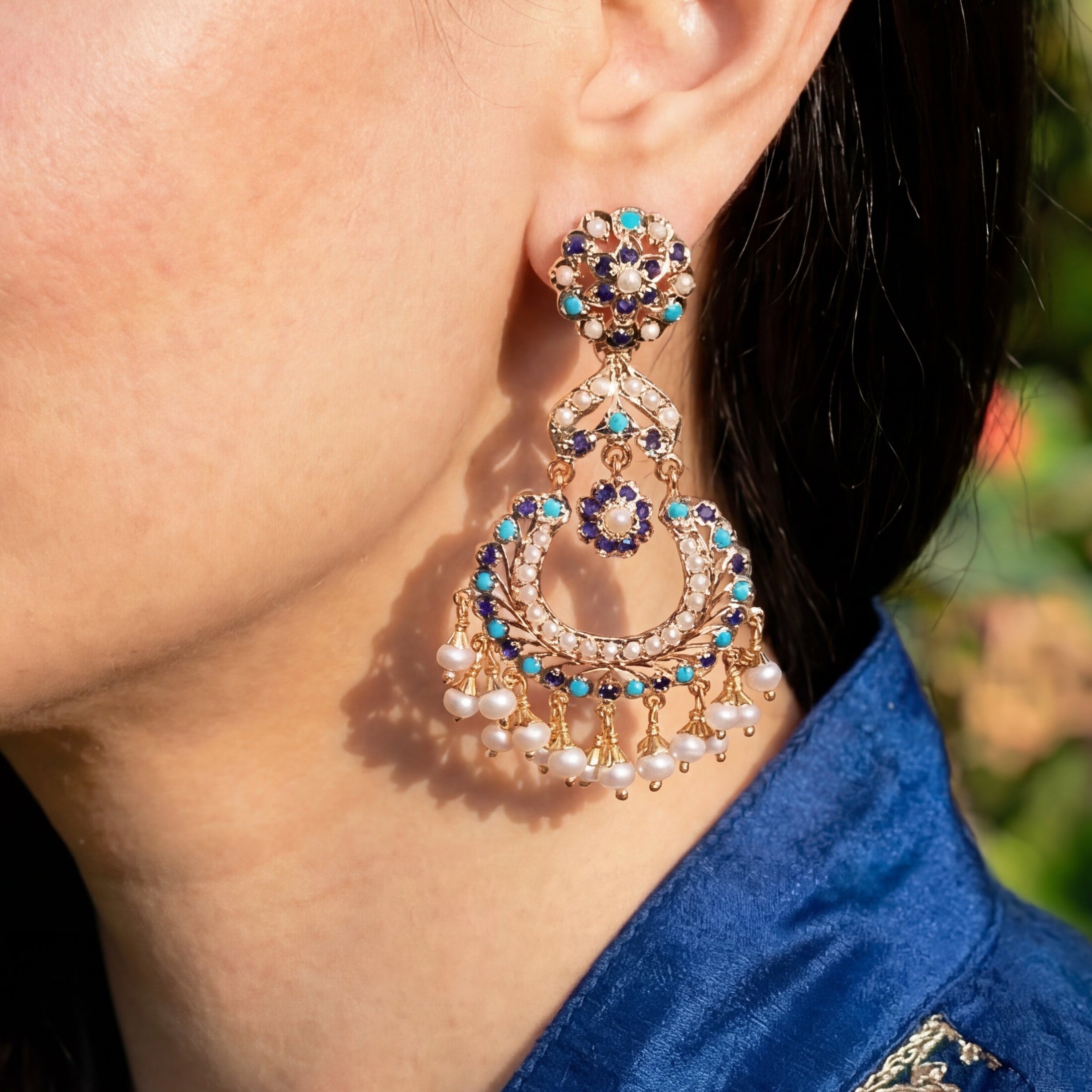 Long Chandbali Earrings for Women | Unique Color Combination | Gold Plated on Silver Base ER 629