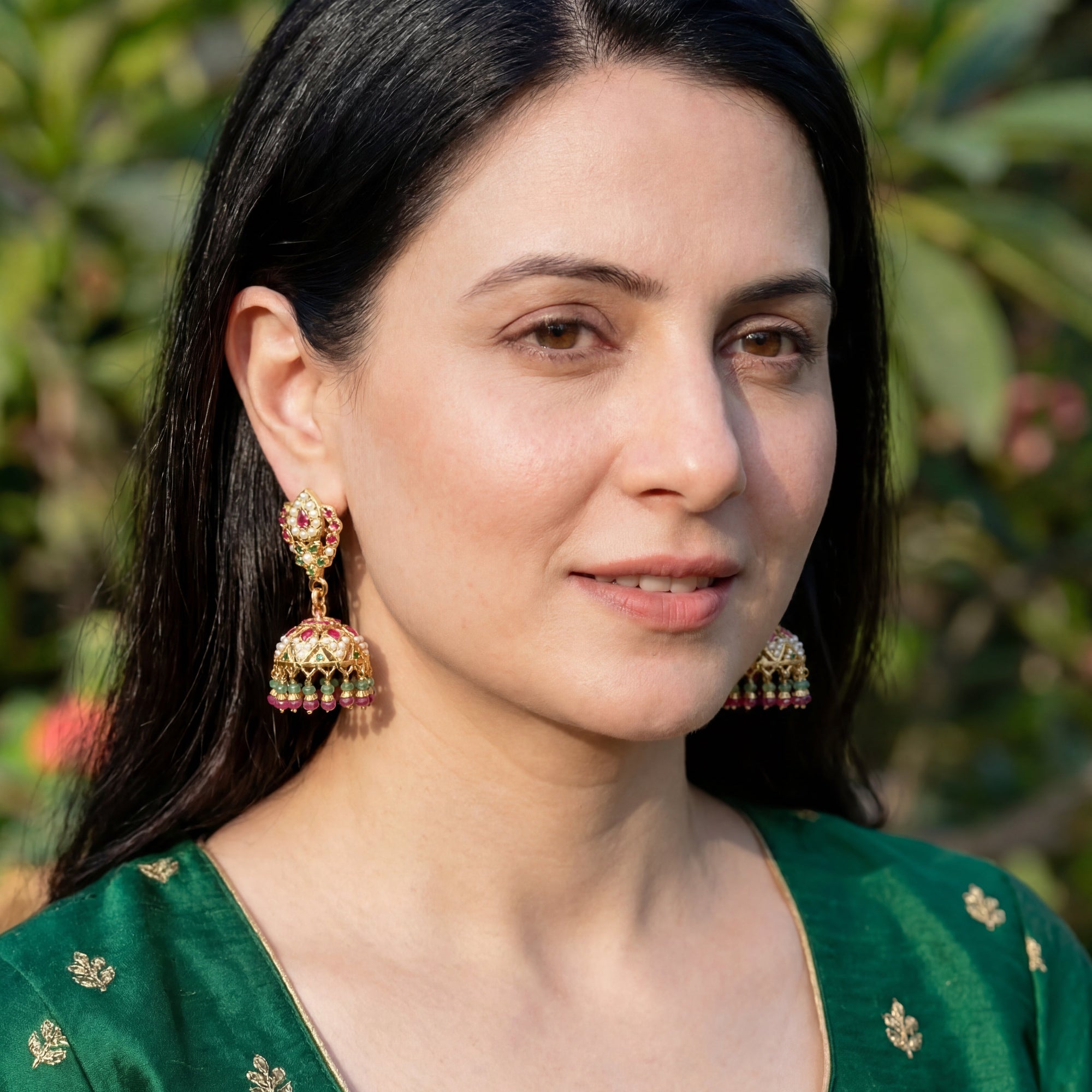 Multicoloured Jadau Jhumki | Gold Plated Jhumkas ER 378