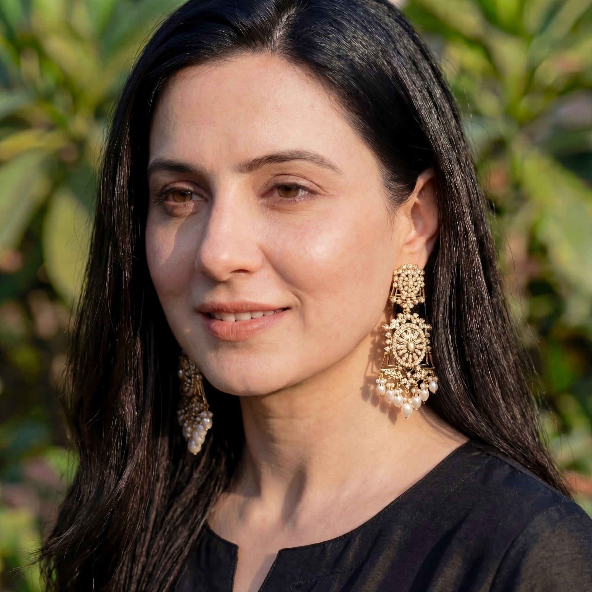 Handcrafted Victorian Earrings | Elegant Pearl Jewellery | Jadau Earrings in Silver | ER 452