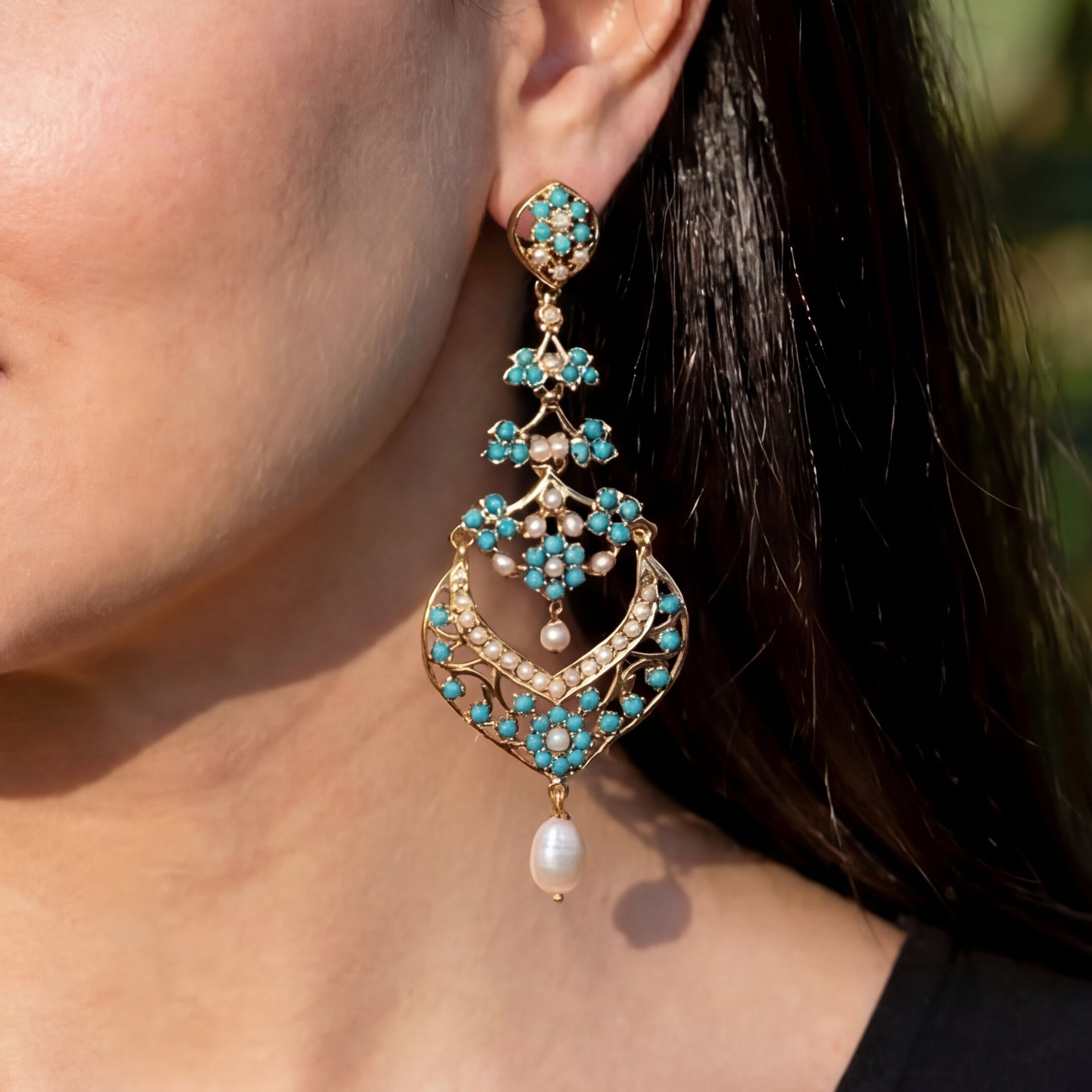 Gorgeous Pheroza Danglers | Gold Plated on Silver Base | ER 605