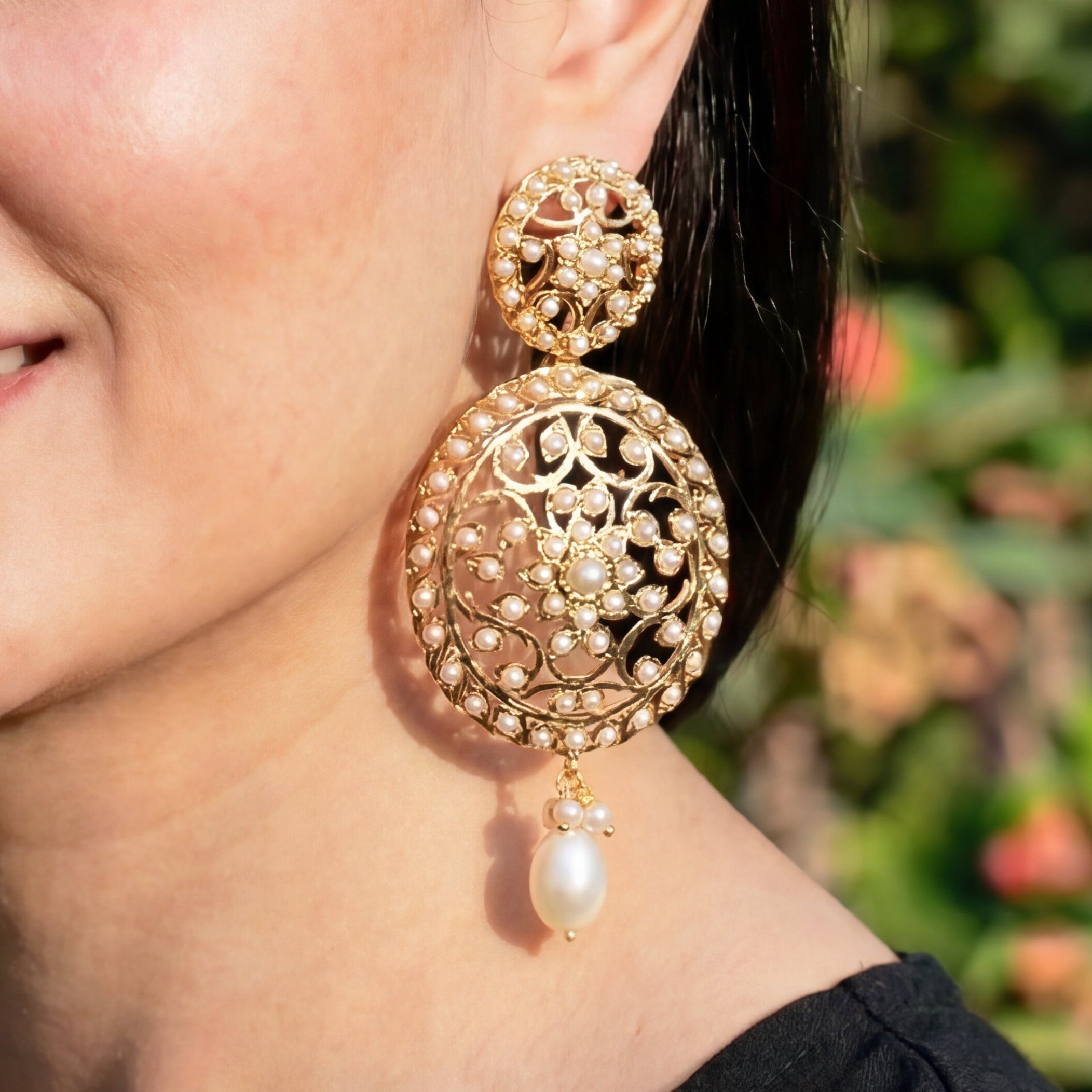 Antique Edwardian Styled Seed Pearl Earrings | Sterling Silver Base ER 613