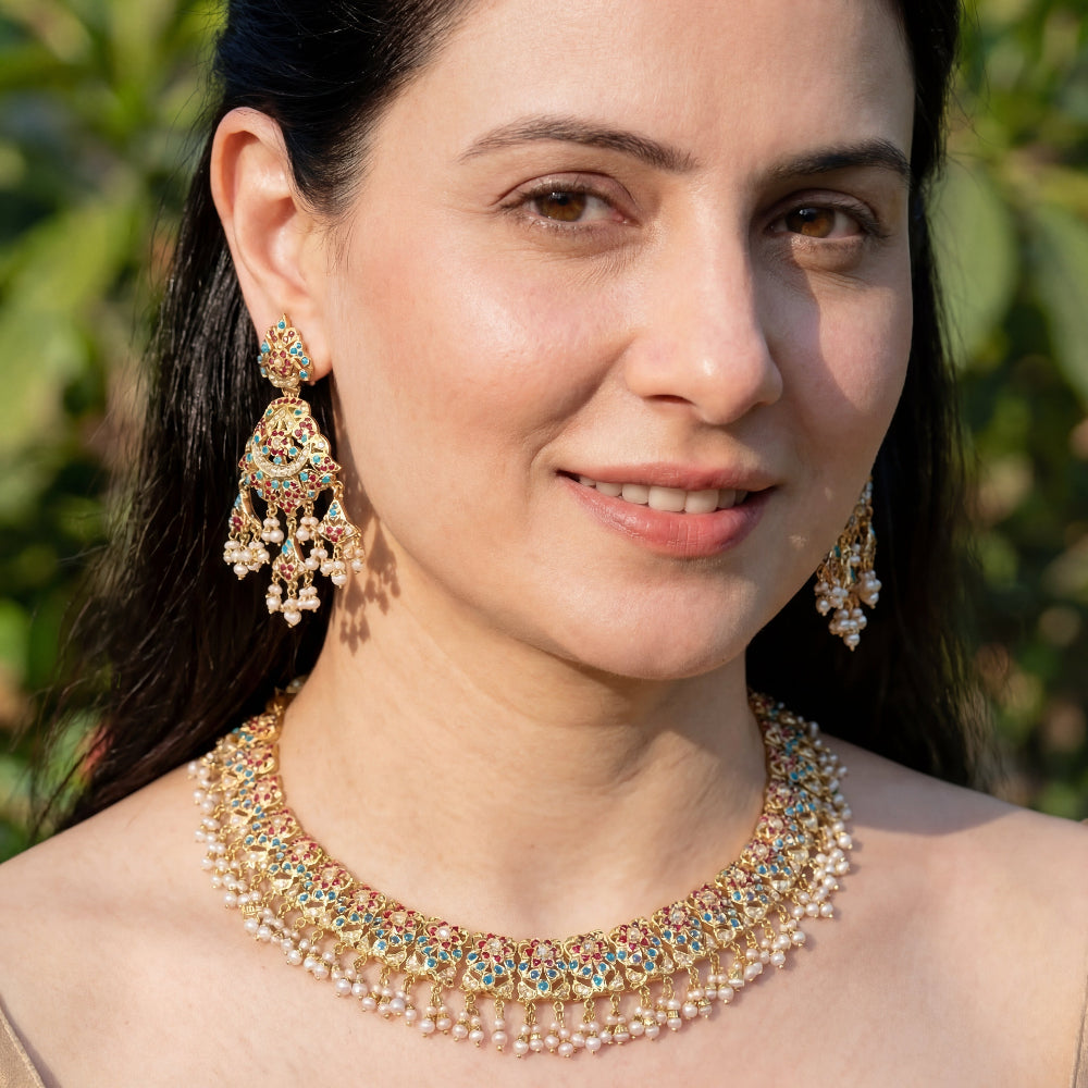 Ruby Pheroza Jadau Set | Elegant and Classy Indian Jewelry NS 256