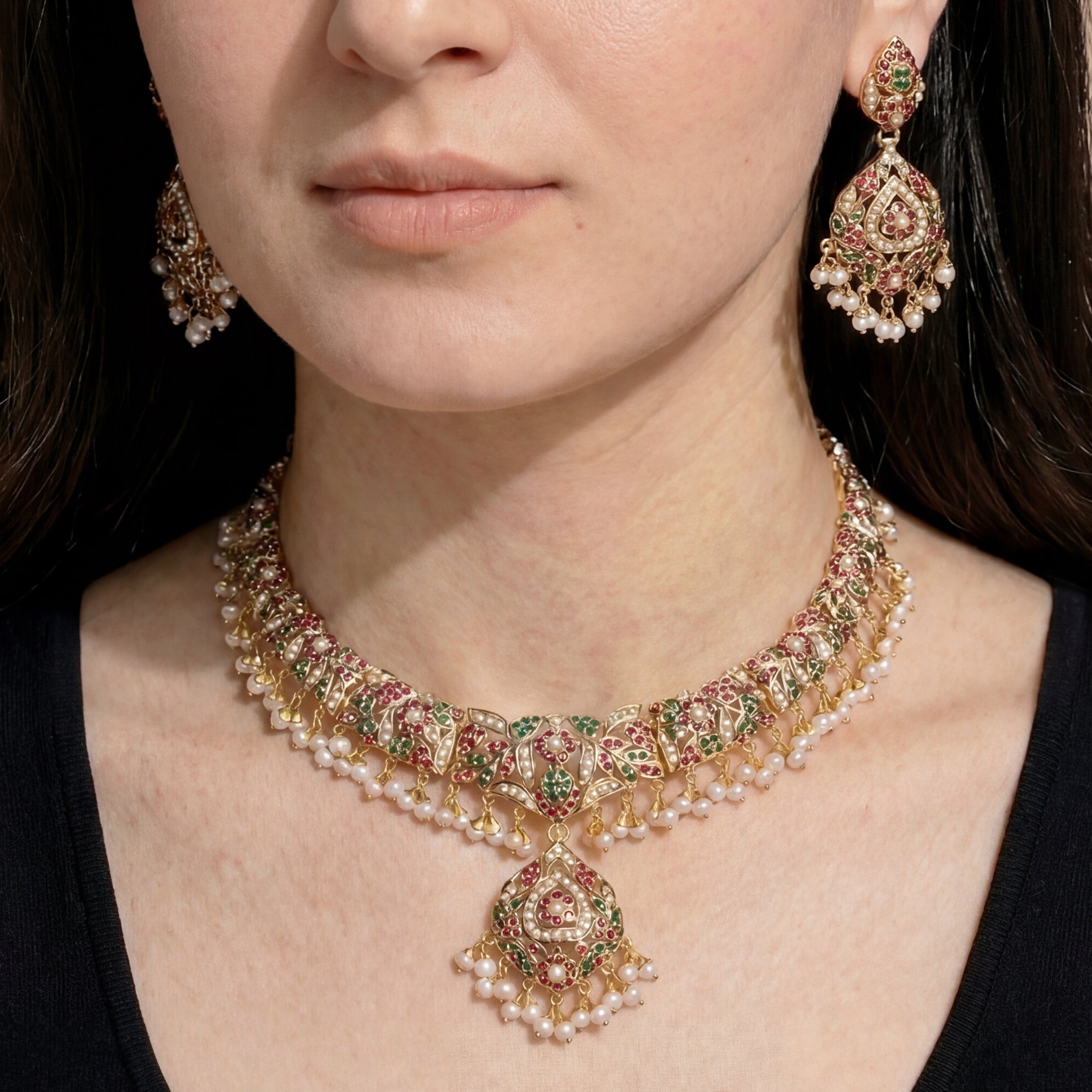 Classic Indian Necklace Set | Traditional Jadau Jewellery | NS 313