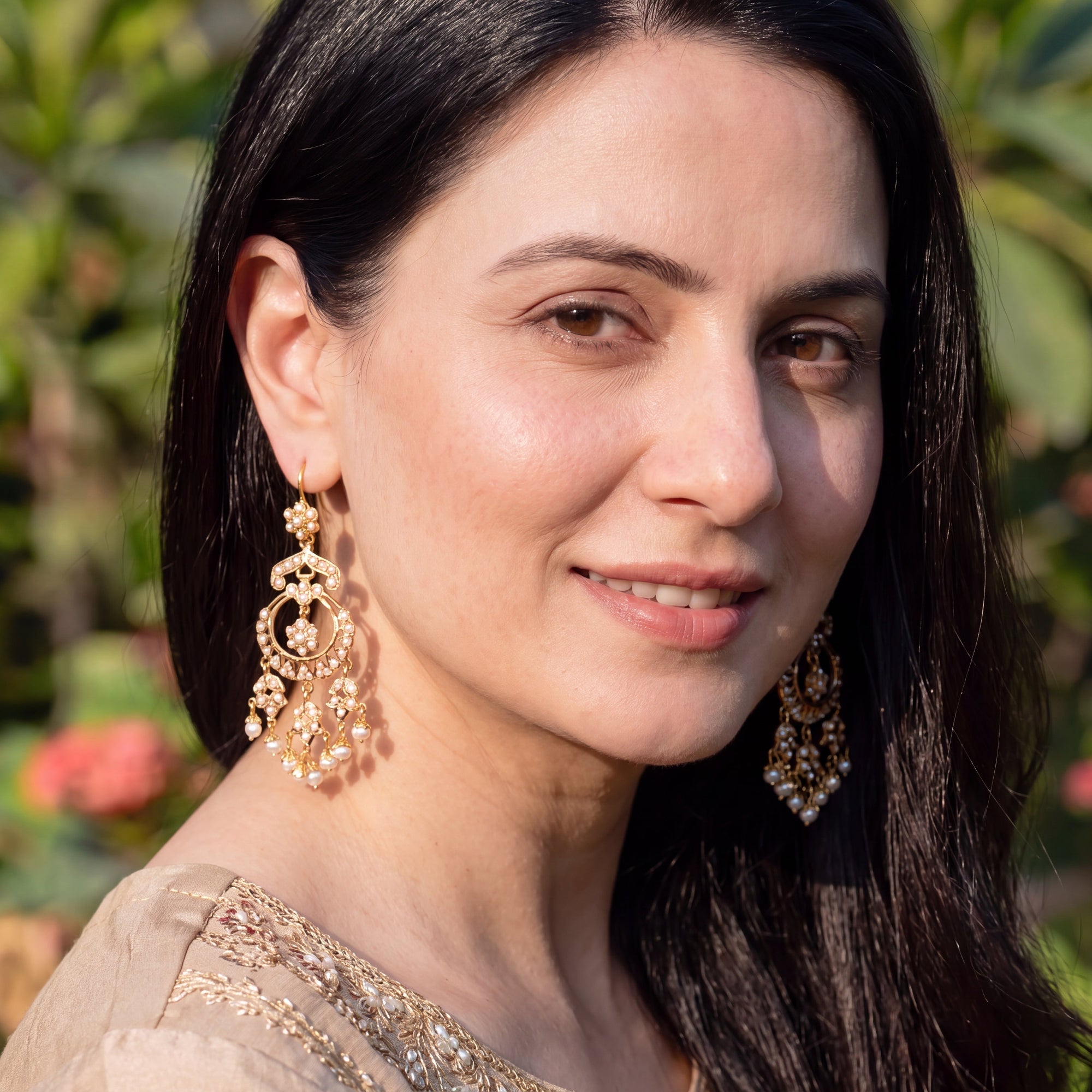 Pearl Chandbali Earrings in 916 Gold GER 048