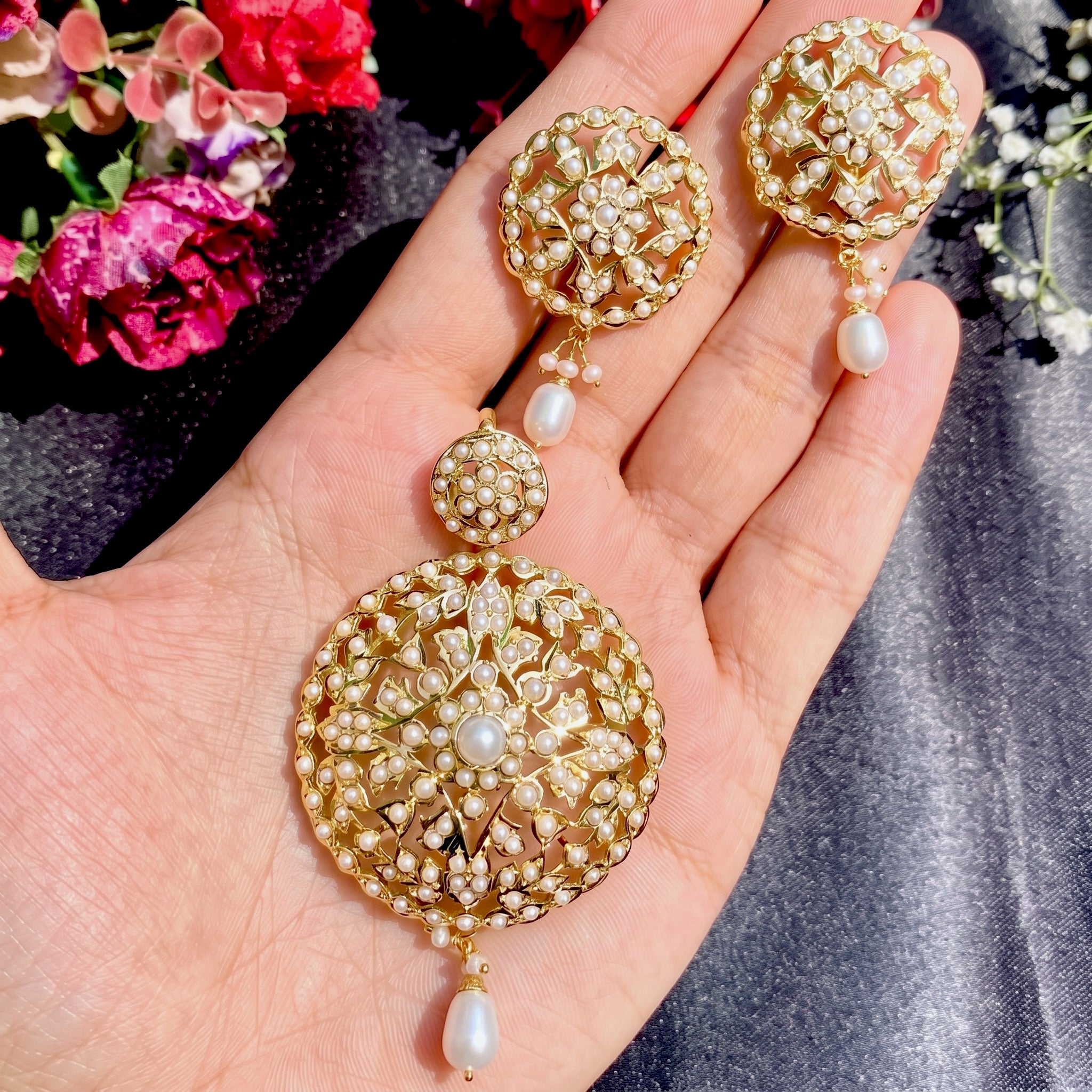 Premium Pearl Pendant Sets | Gold Plated Sterling Silver PS 050