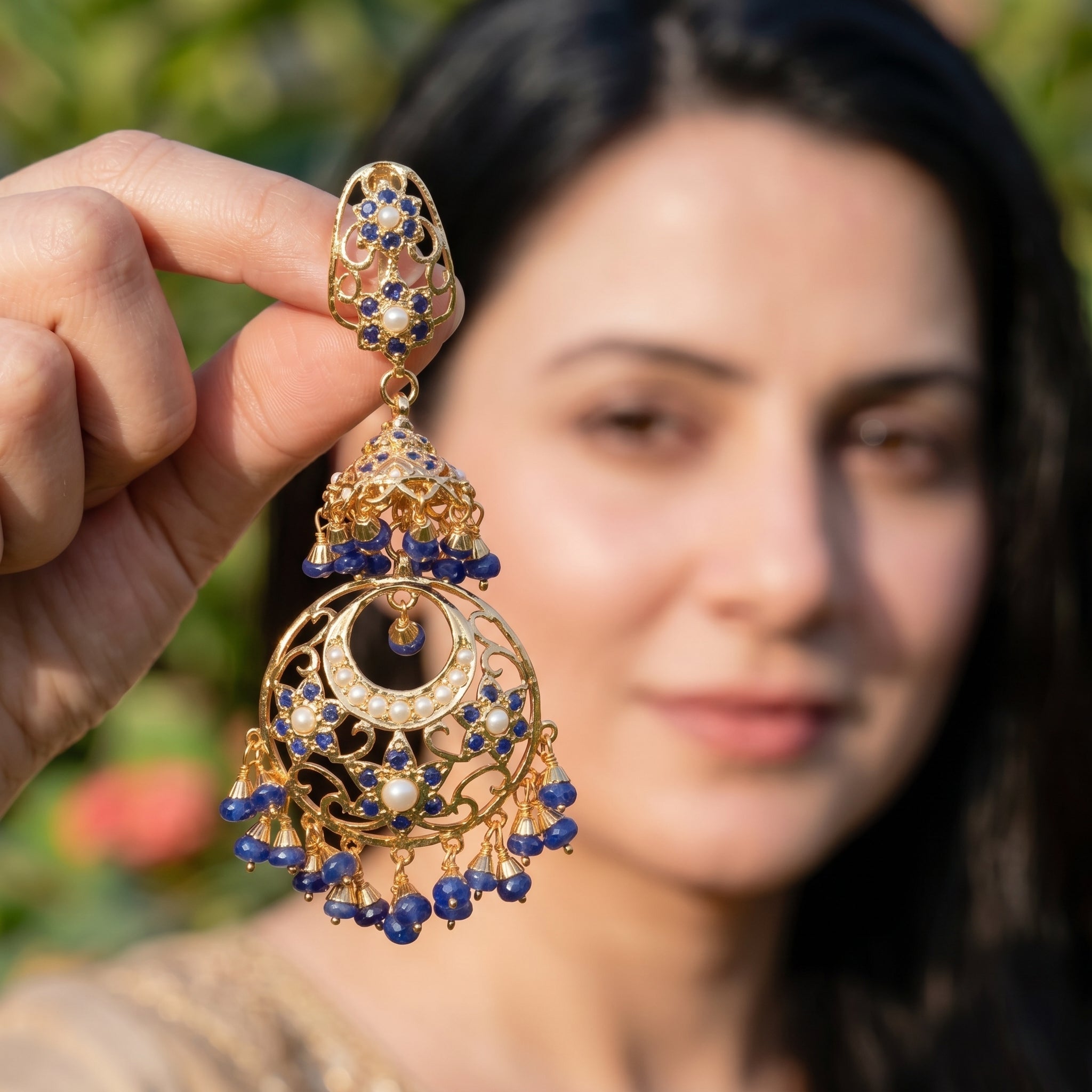 Exquisite Jadau Necklace Paired with Chandbali Jhumka Earrings | Gold Plated on Silver NS 453