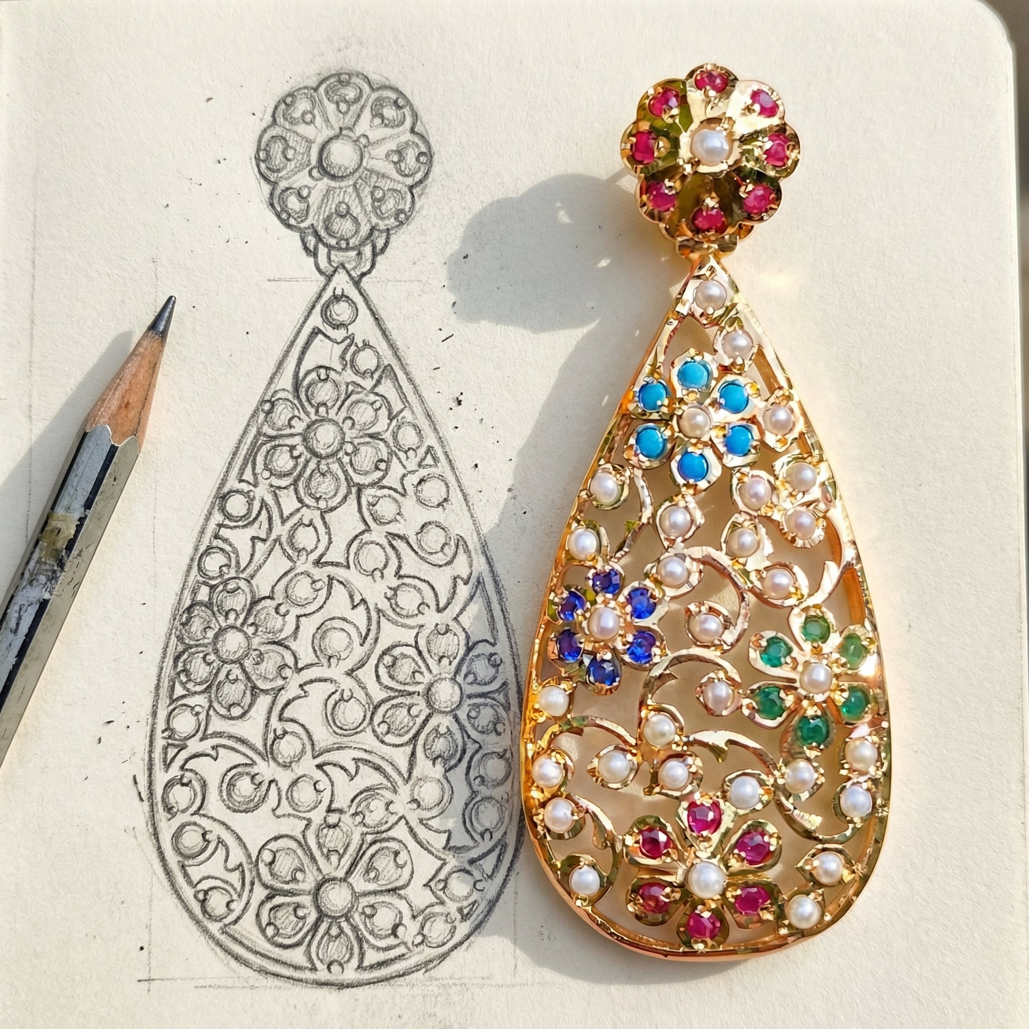 गोल्ड प्लेटेड नवरात्रि इयररिंग | स्टर्लिंग सिल्वर ER 385 पर तैयार किया गया