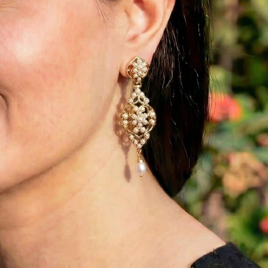 ड्रॉप और डैंगल इयररिंग्स | 925 सिल्वर पर गोल्ड प्लेटेड | डेंटी डिज़ाइन ER 577