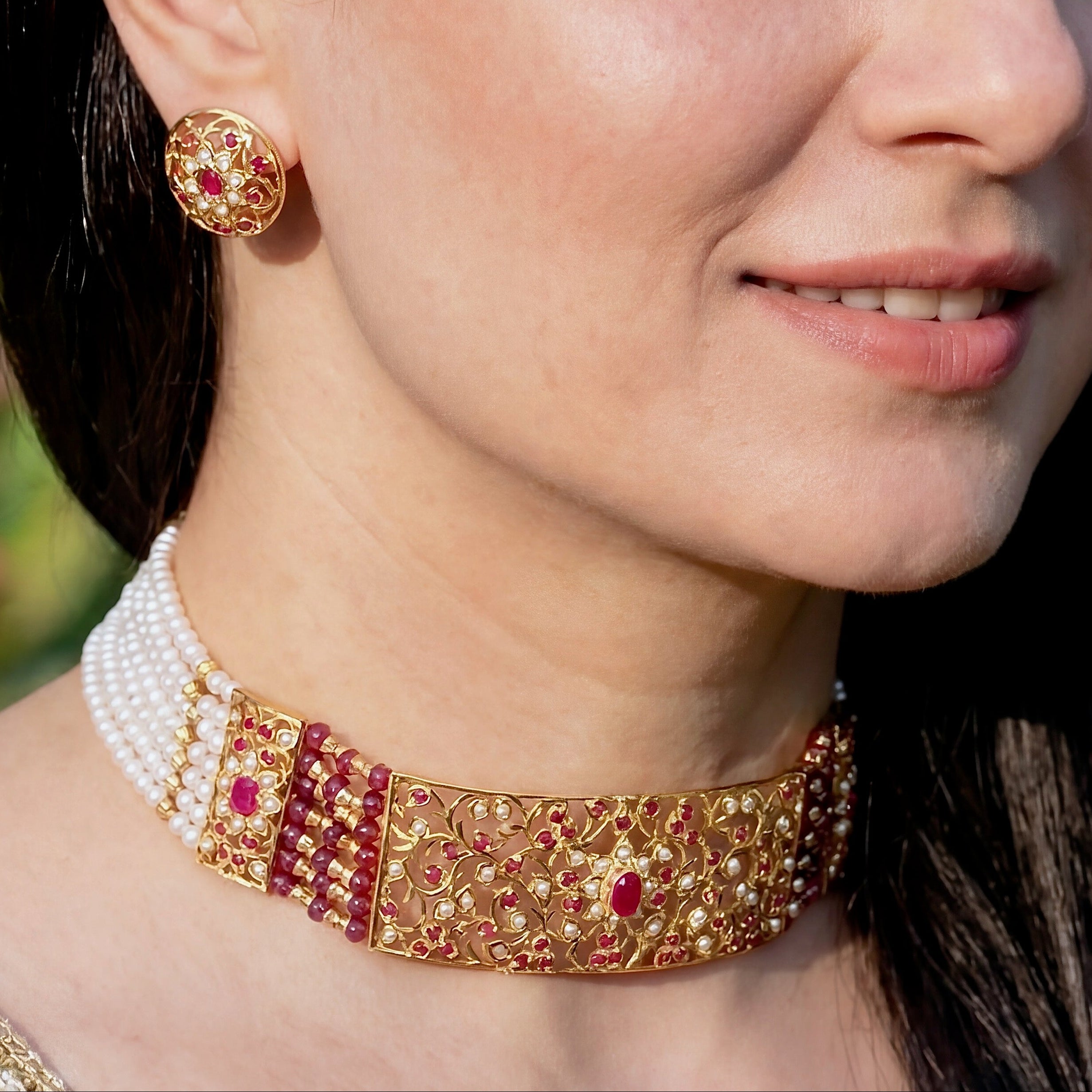 Contemporary Rajasthani Aad Necklace | With Studs | Indo Western Wear NS 213