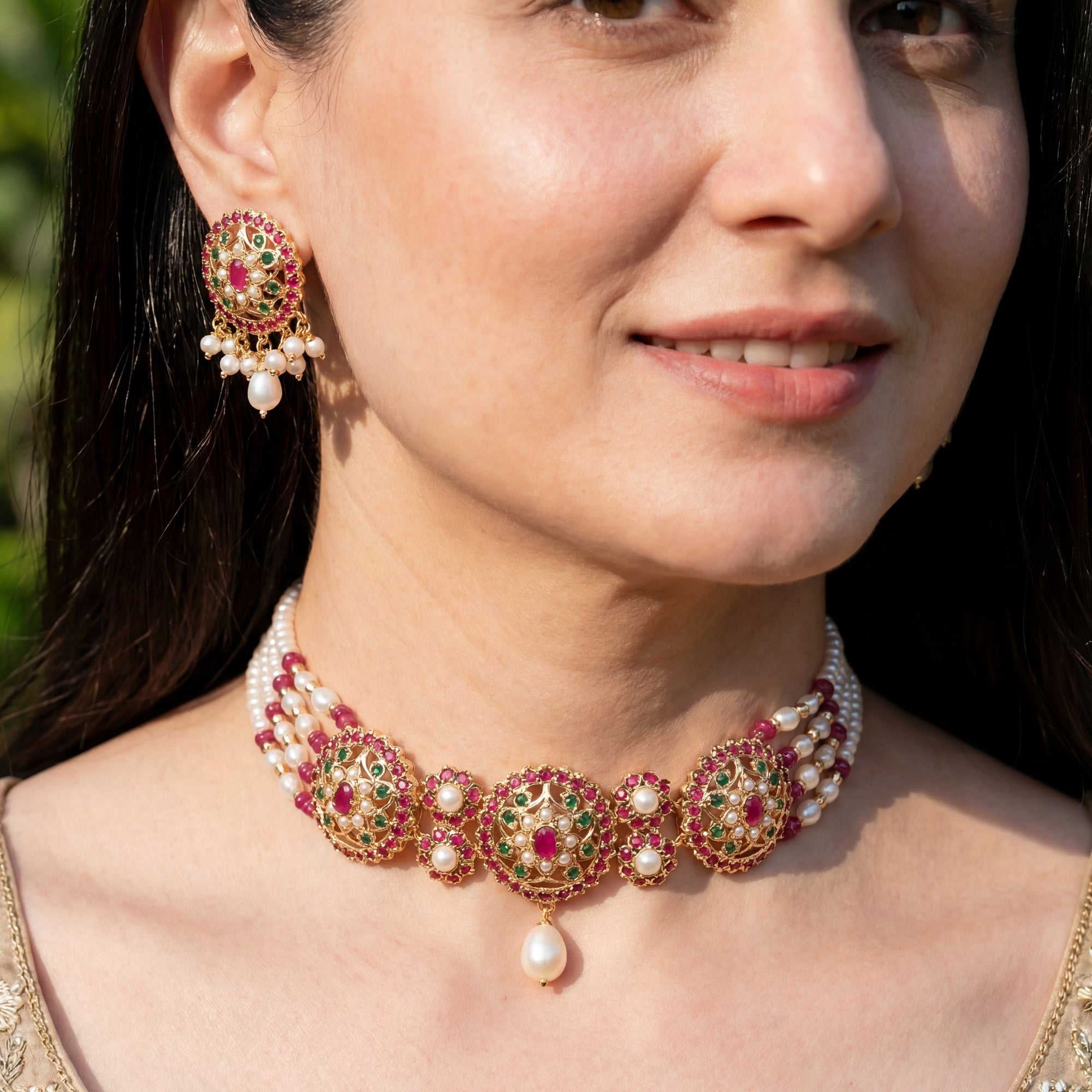 Simple & Sophisticated Choker Set | Gold Plated on Silver NS 380