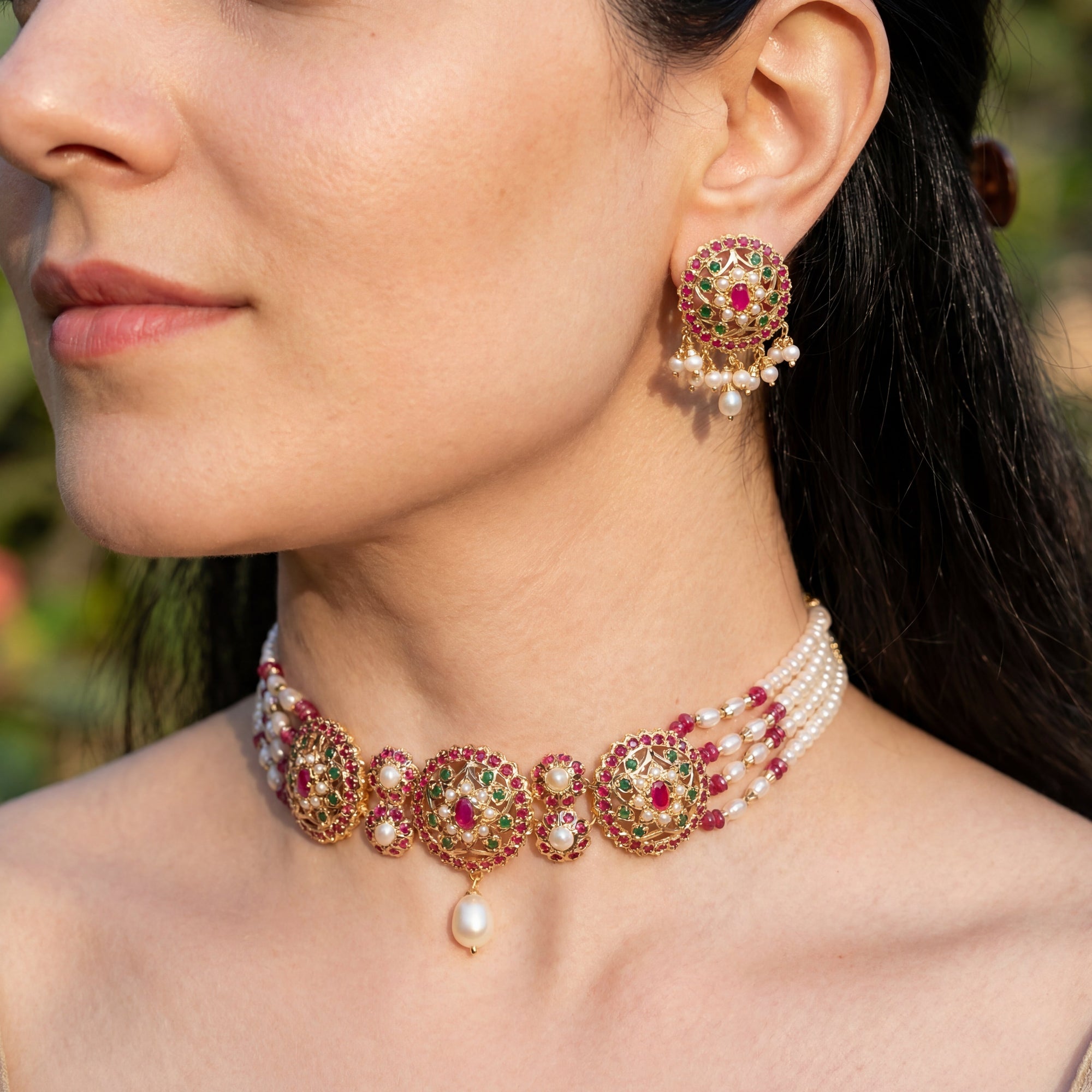 Simple & Sophisticated Choker Set | Gold Plated on Silver NS 380