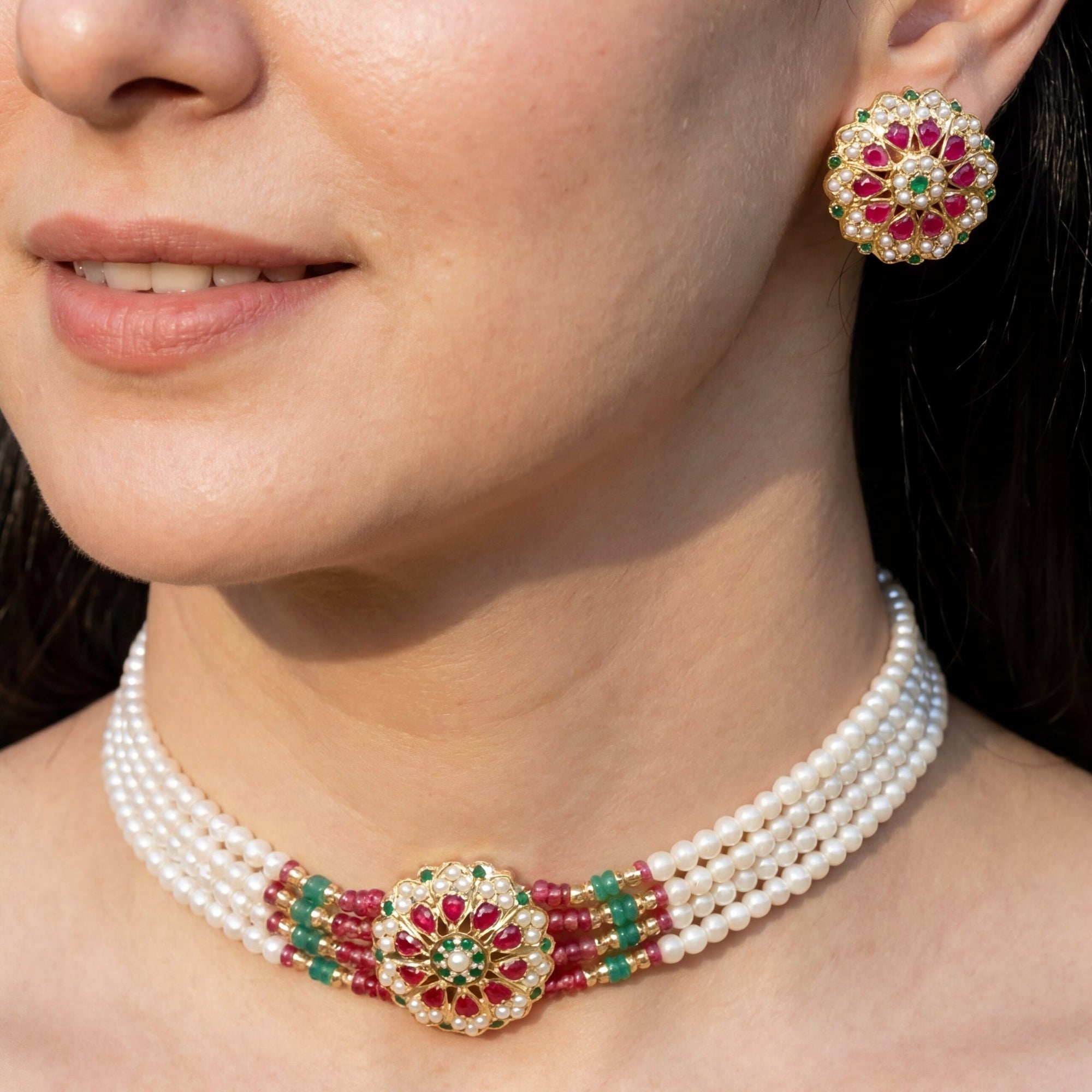 బంగారు పూత జడౌ చోకర్ | ఆన్లైన్ NS 072లో బంగారు పూత పూసిన నెక్లెస్ సెట్లను కొనుగోలు చేయండి