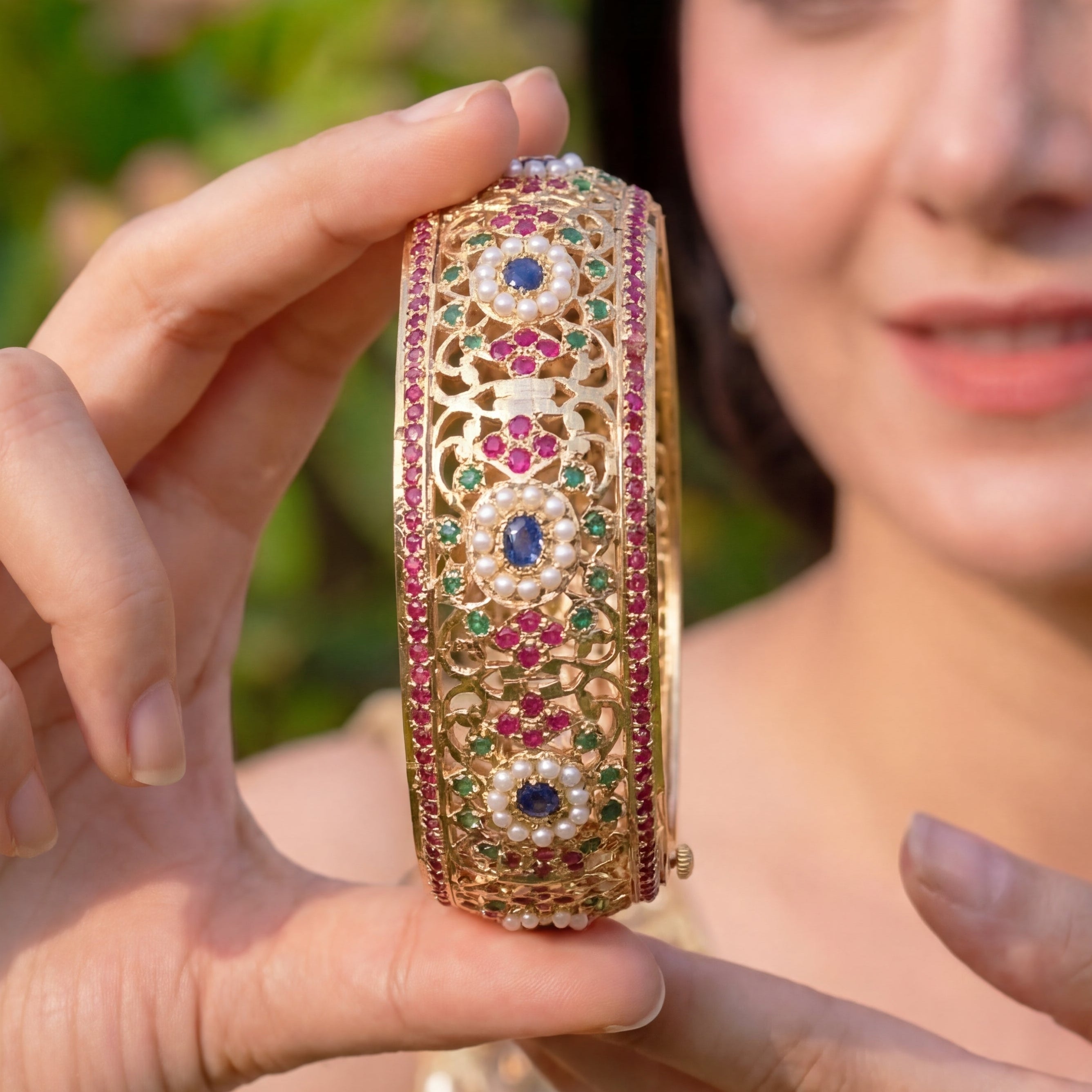 Exquisite Jadau Kadas For Women | 925 Silver Gold Plated Bangles