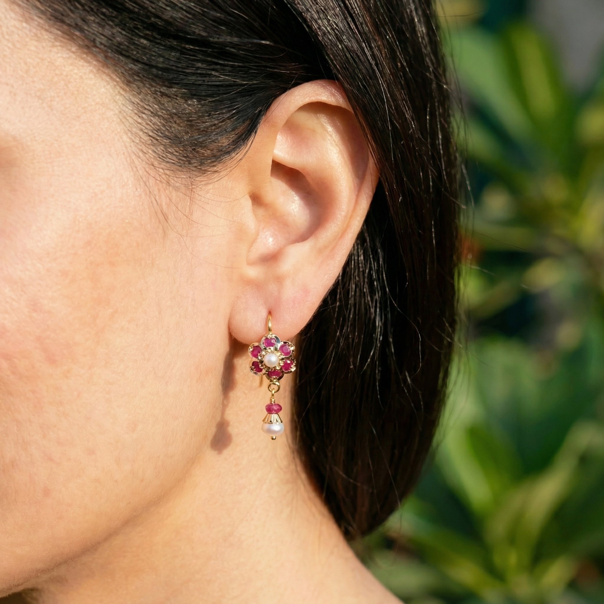Floral Jadau Earrings | Fish hook Style | GER 119