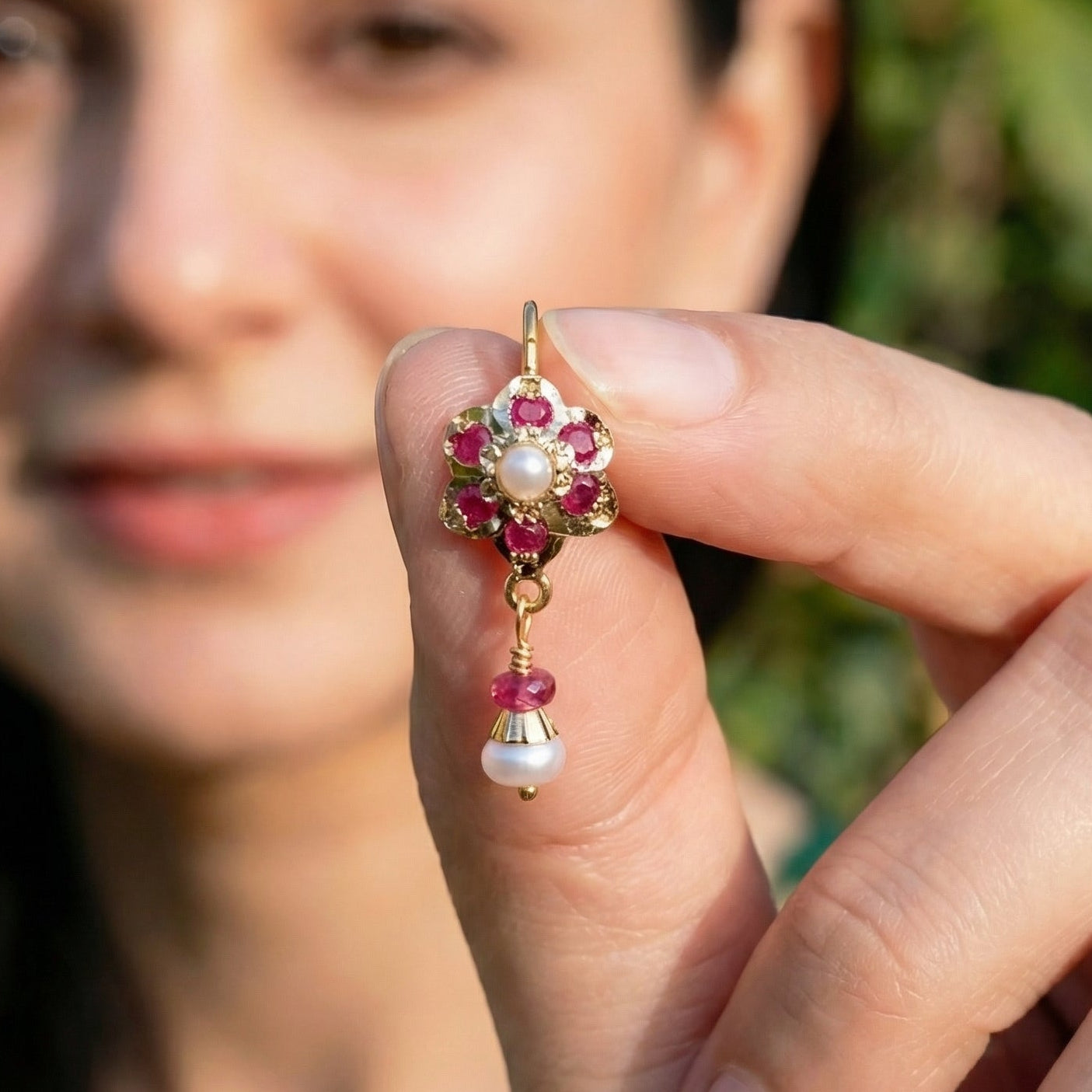 Floral Jadau Earrings | Fish hook Style | GER 119