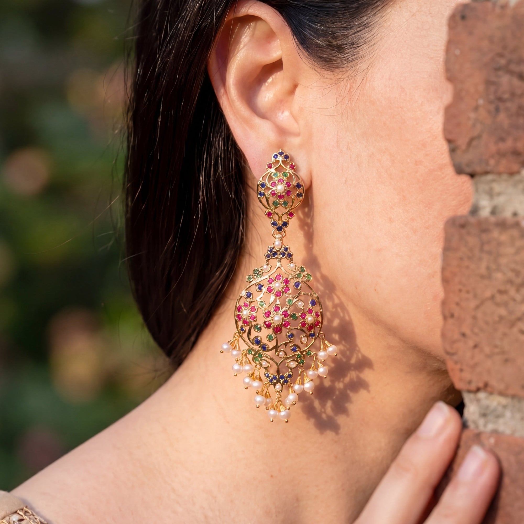 Handcrafted Victorian Earrings in Gold Plated Silver | ER 436