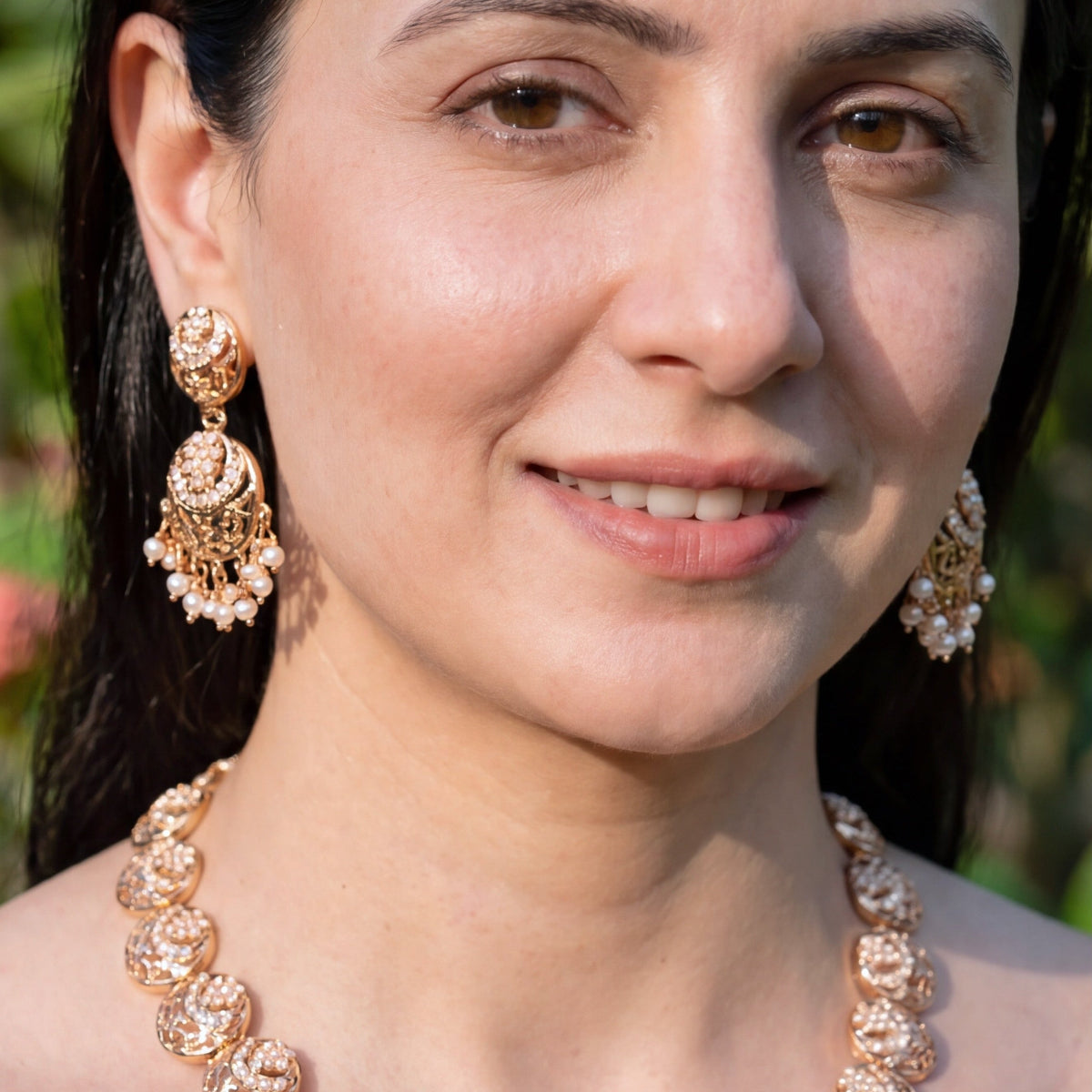 Delicate Pearl Necklace Set | Gold Plated on Sterling Silver Base NS 424