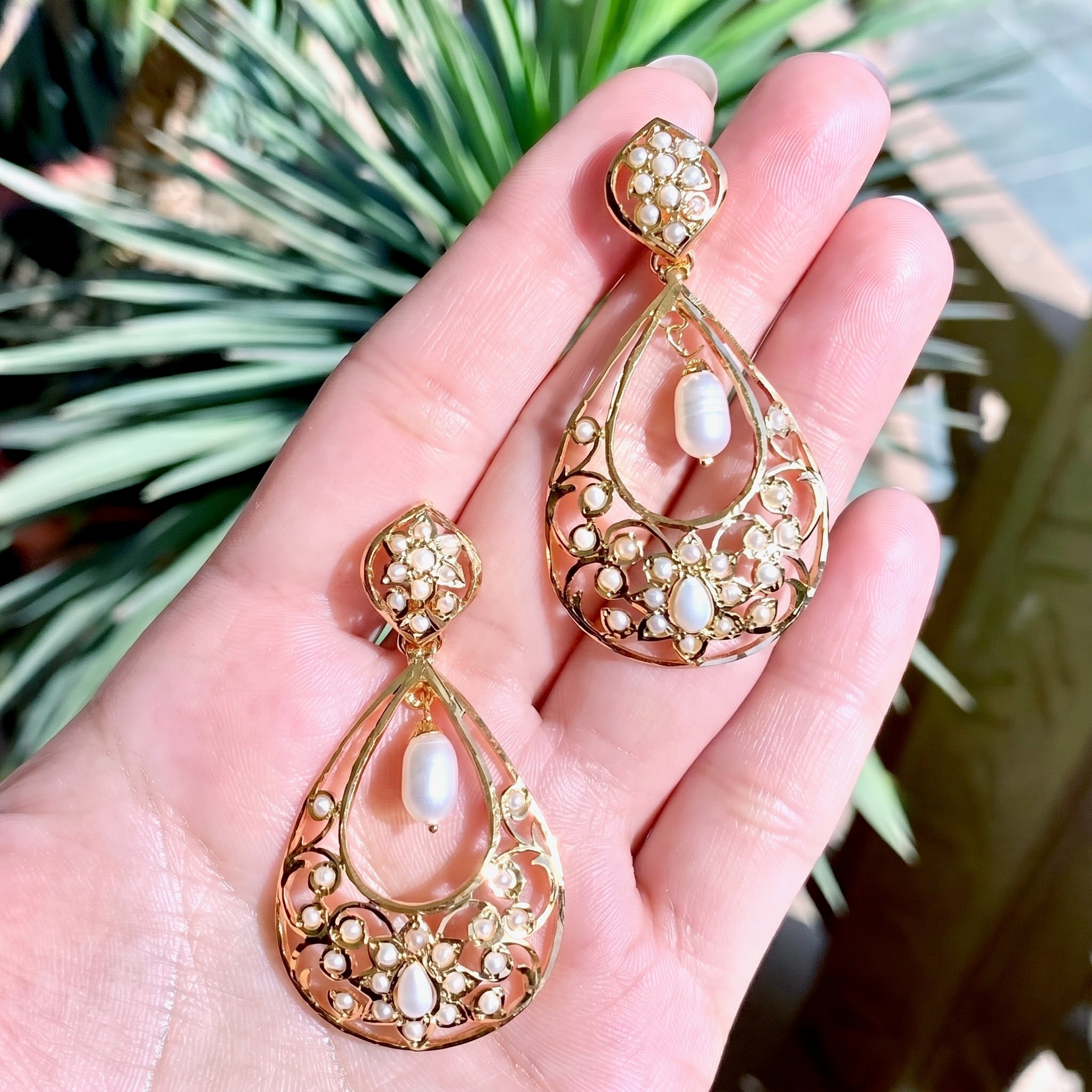 Contemporary Jadau Earrings | Dainty Modern Chandbali | 925 Silver with Gold Plating ER 354