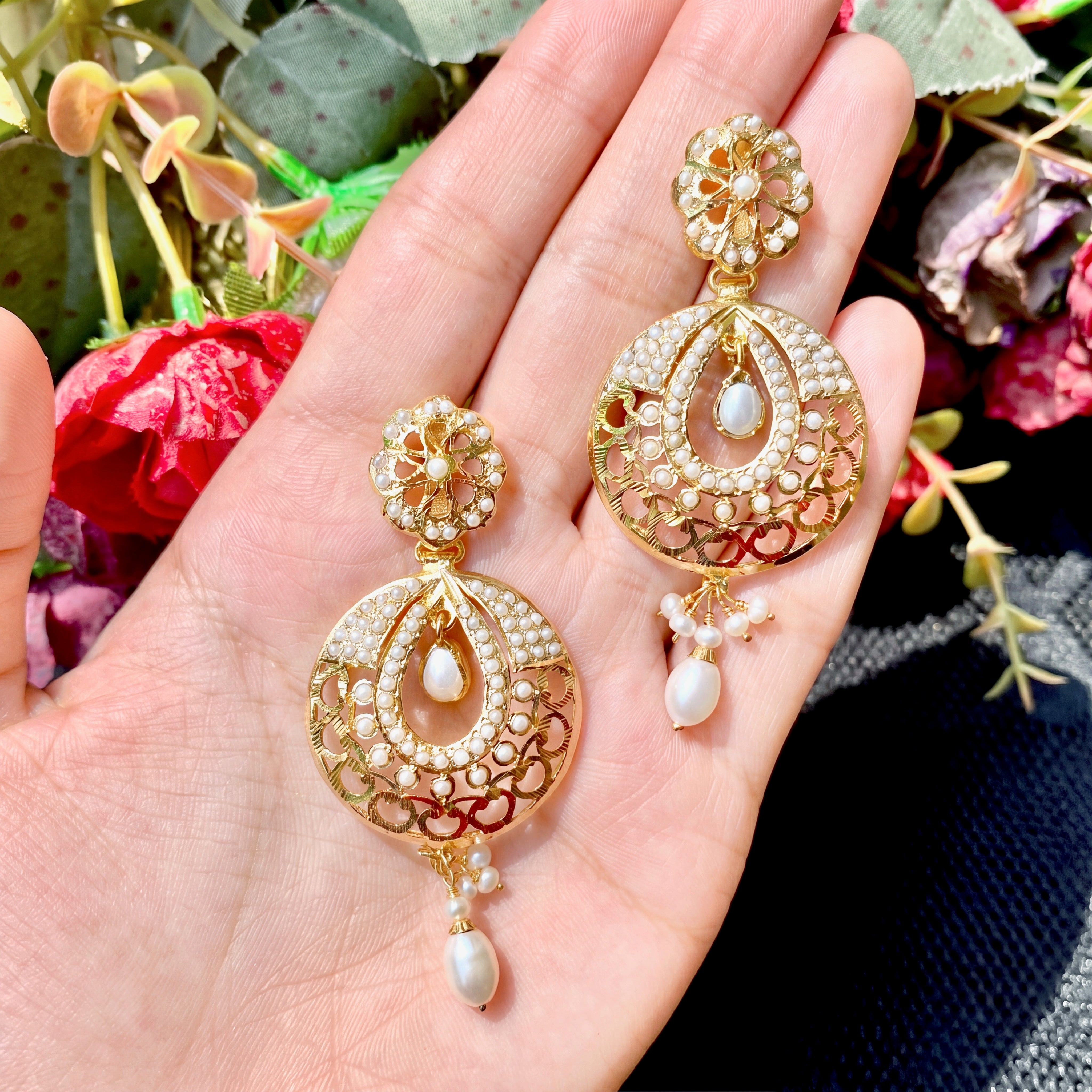 Buy Dainty Pearl Earrings Online | Premium Gold Plated Jewellery on Silver Base ER 119