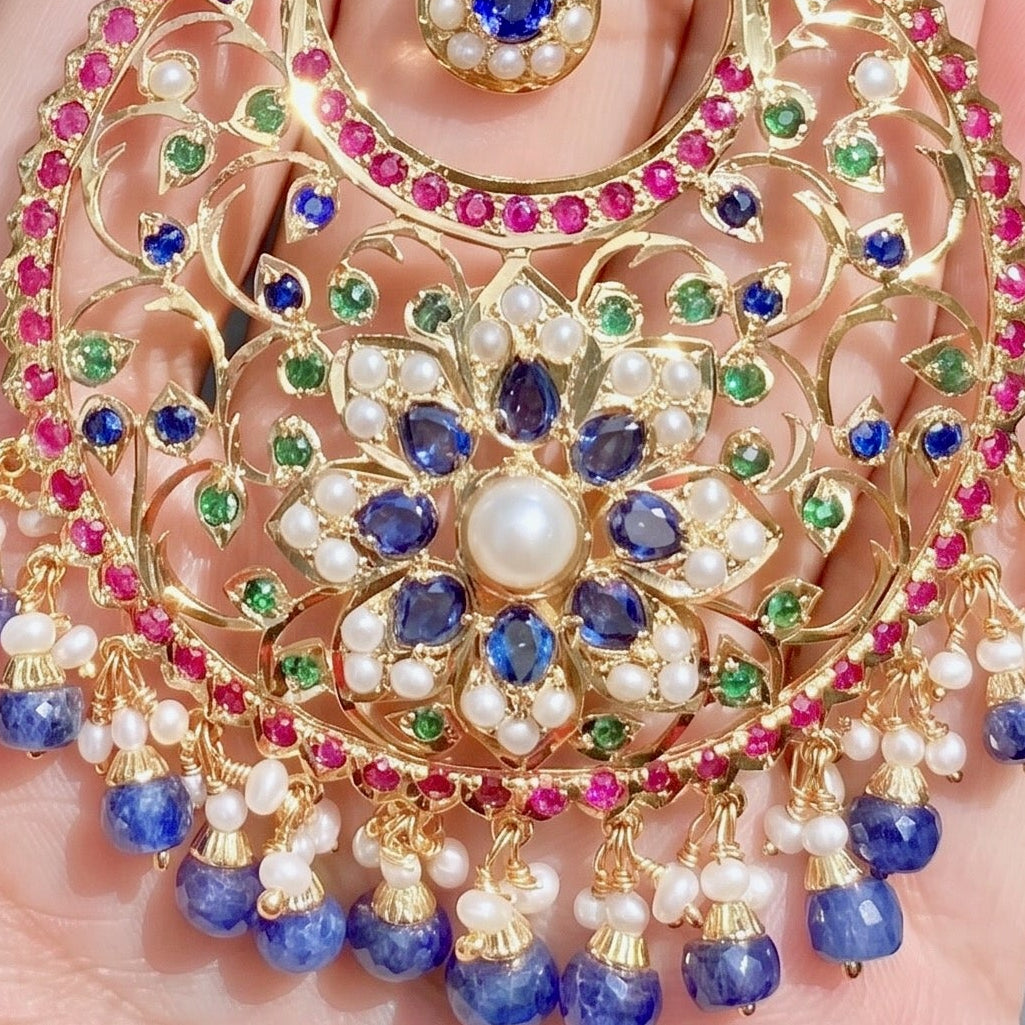 Statement Chandbali Earrings | Gold Polished Sterling Silver | Rudradhan ER 275