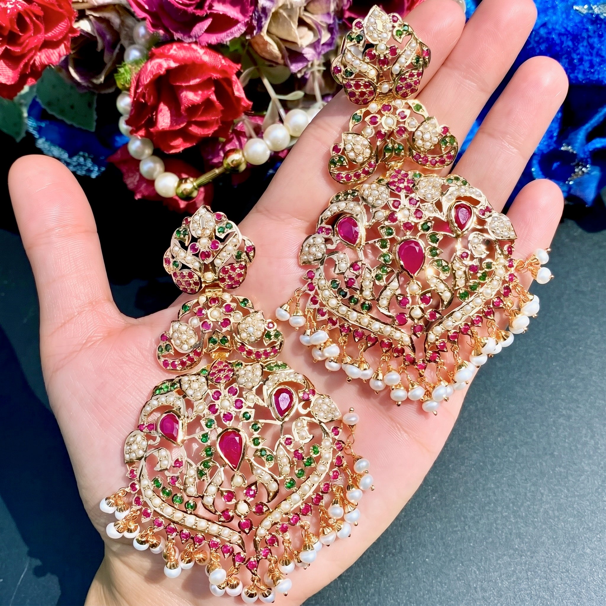 Heritage Indian Earrings | Traditional Jadau Jewellery | ER 440