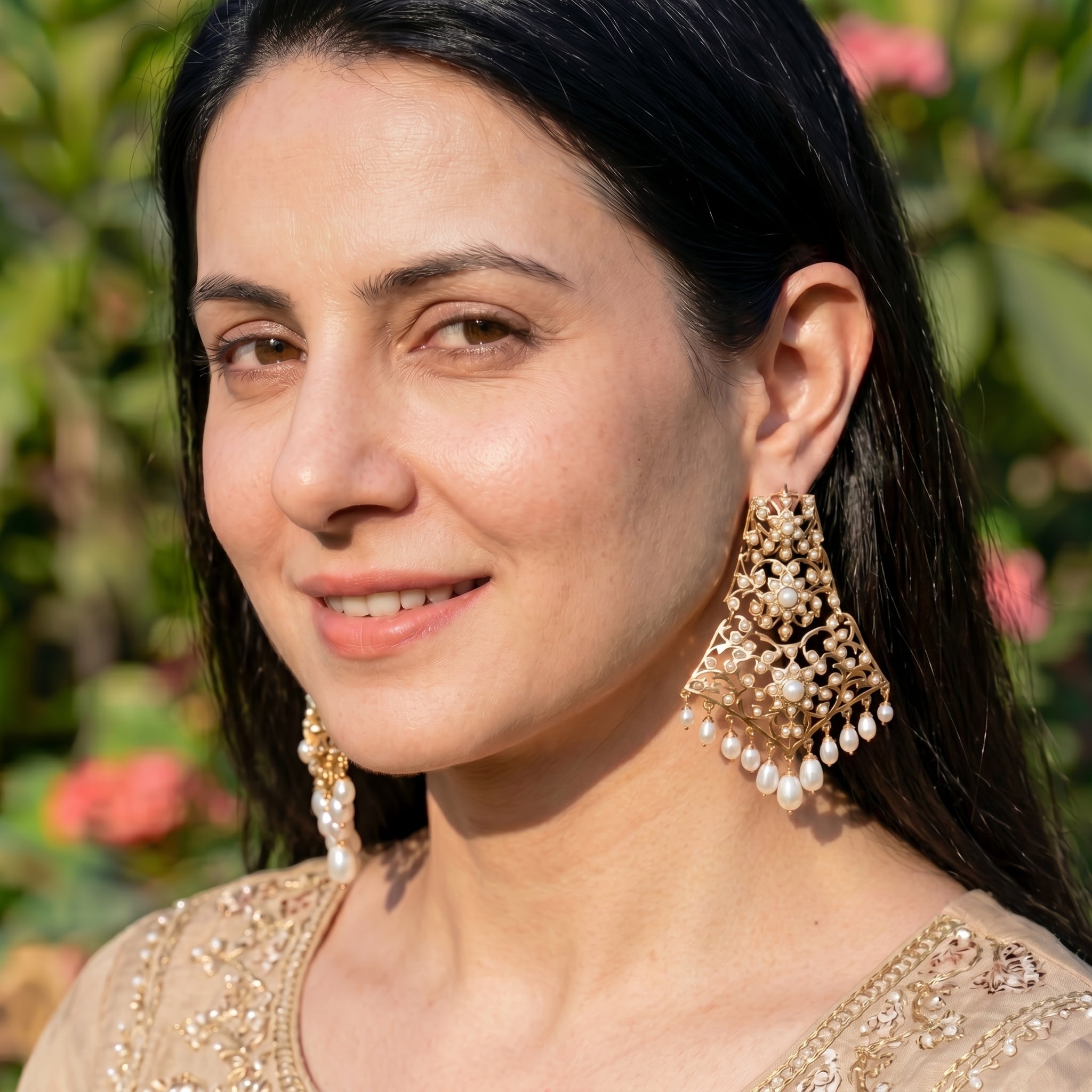 Vintage Edwardian Styled Gold Plated Dangler Earrings in Silver ER 088