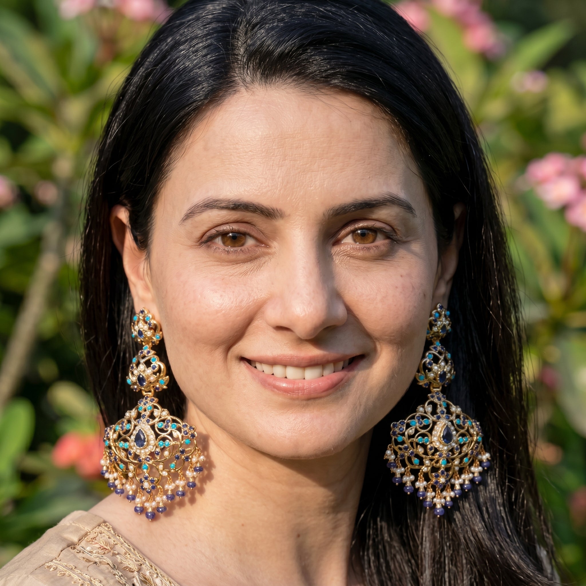 Statement Danglers in Unique Color Combination | Gold Plated Silver Earrings ER 694
