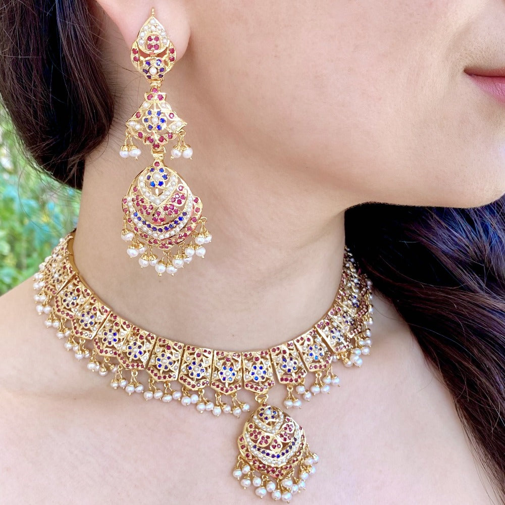 Gold Plated Jadau Necklace Set | For Girls & Women NS 111