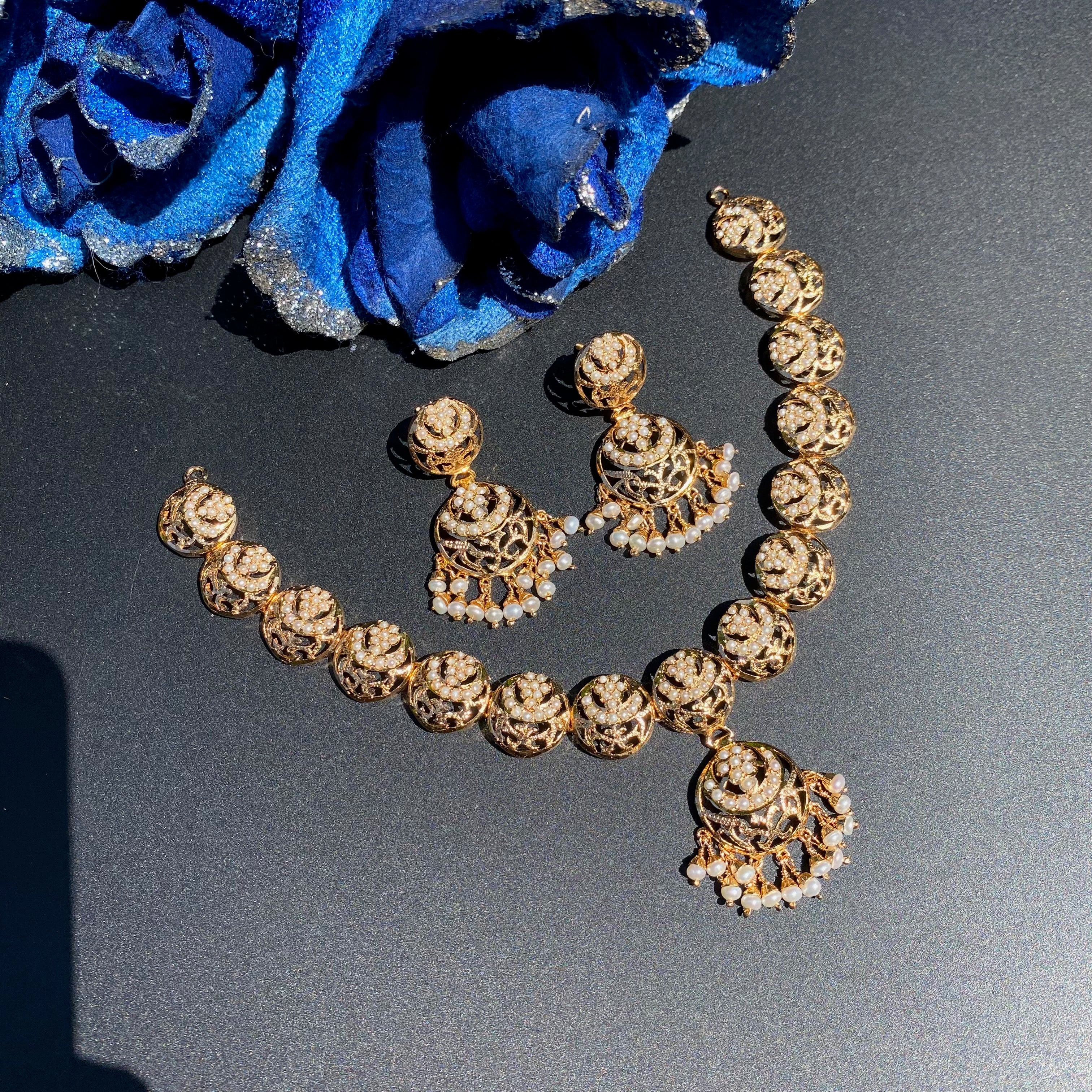 Delicate Pearl Necklace Set | Gold Plated on Sterling Silver Base NS 424