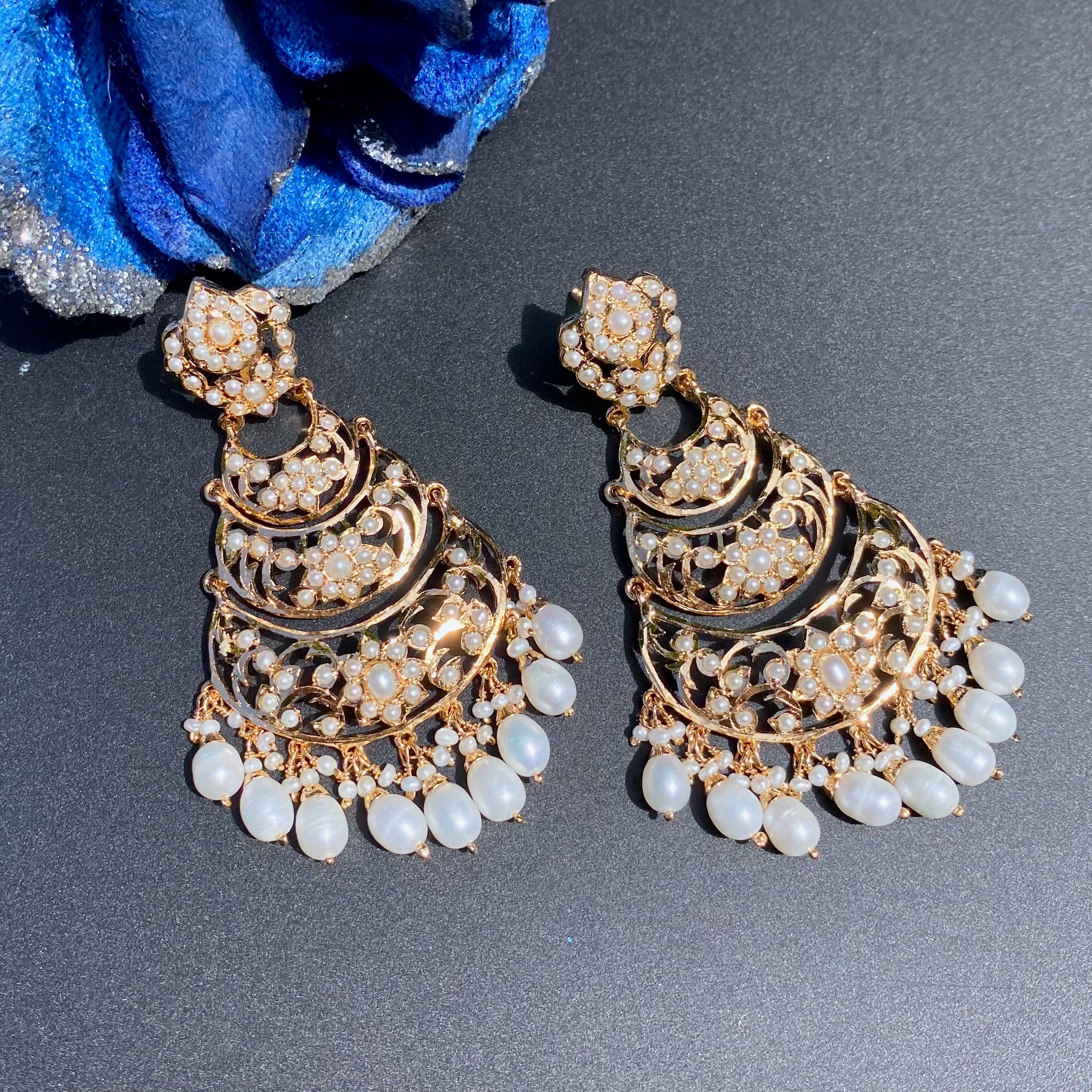 Multi Tier Pearl Earrings for Women | Authentic Freshwater Pearls on 925 Silver ER 626