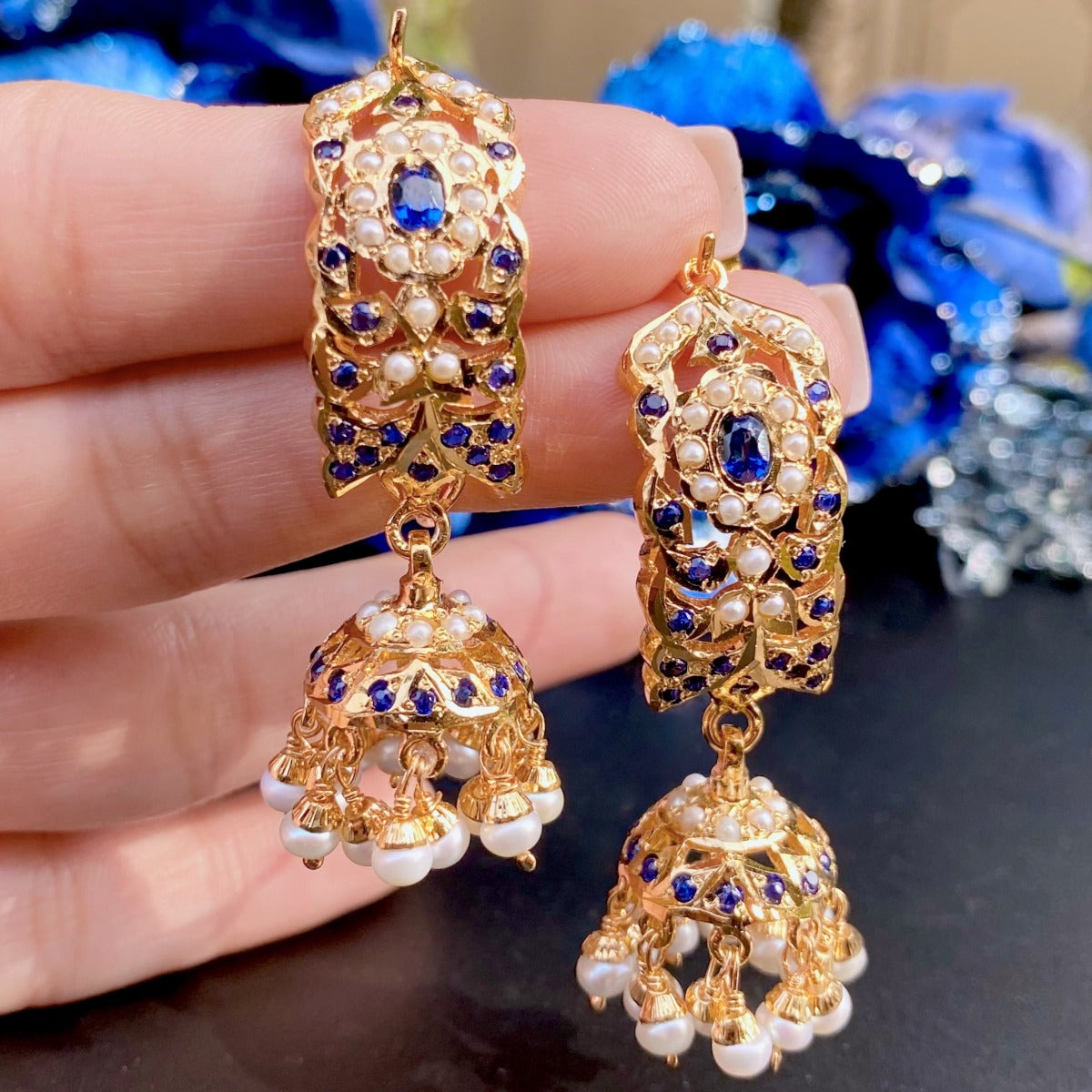 Punjabi jhumka earrings on sale gold