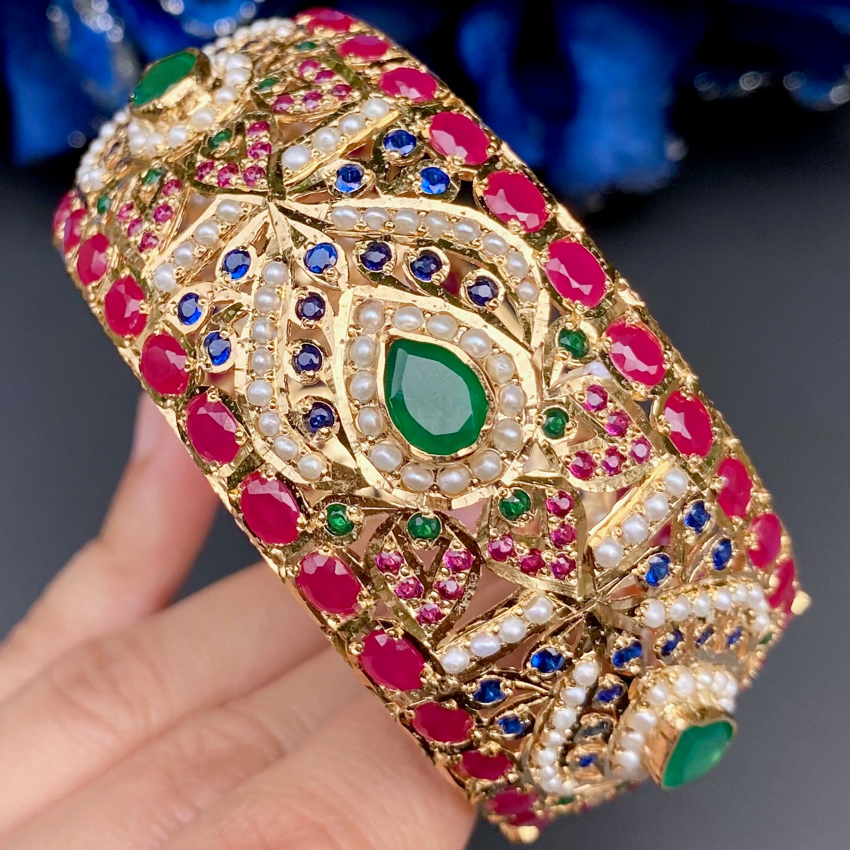 Exquisite Jadau Kada Bangles | Gold Plated on Silver BG 133