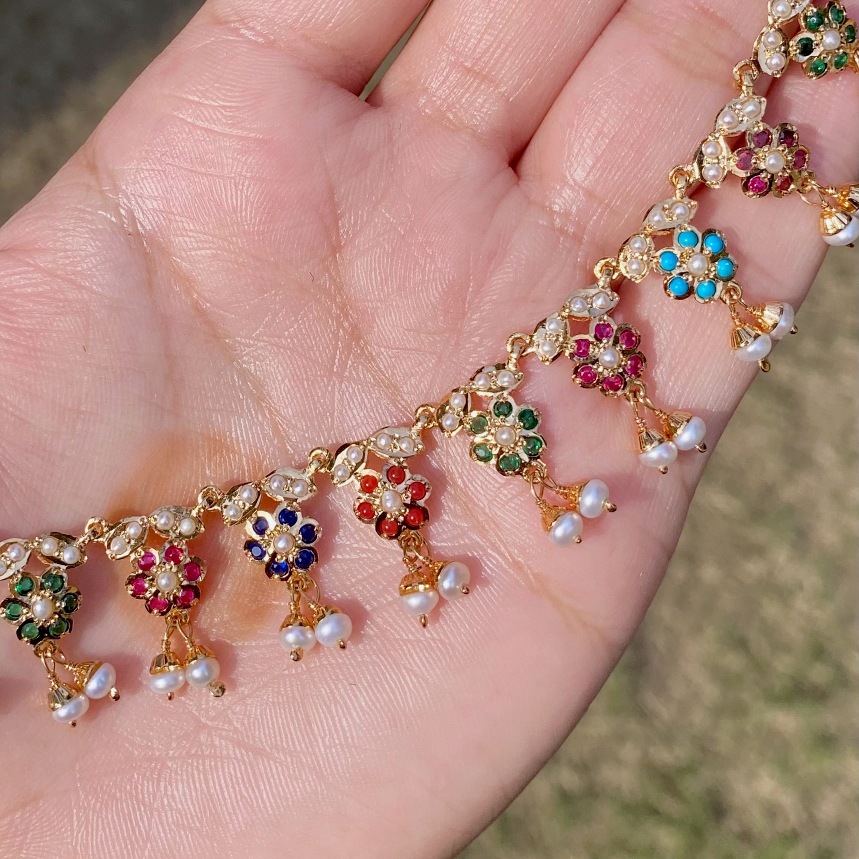 delicate navratna necklace set