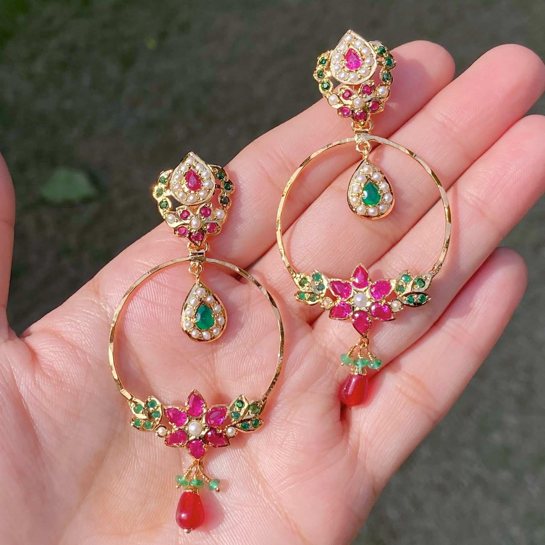 dainty punjabi jadau earrings