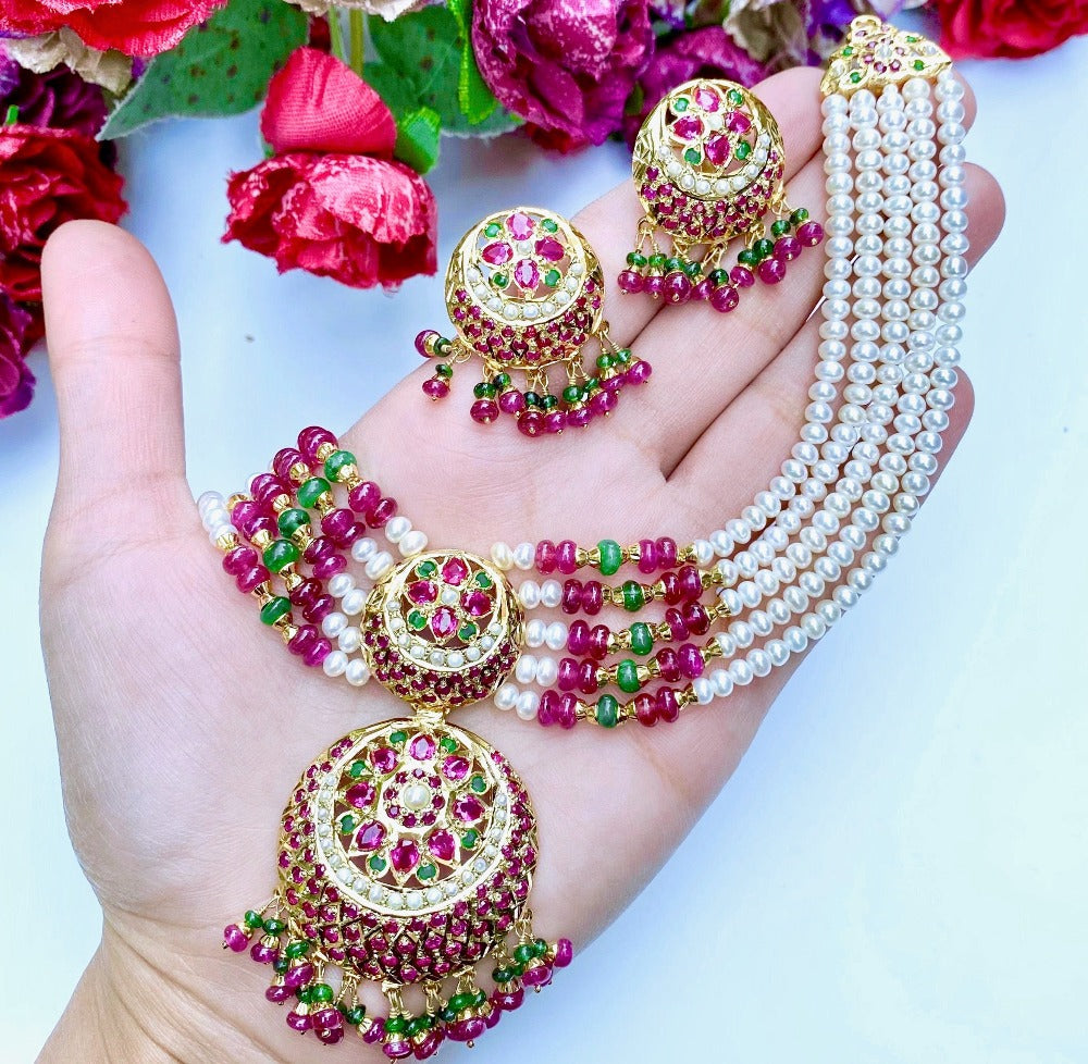 Jadau Choker Set , Gold Plated on Sterling Silver
