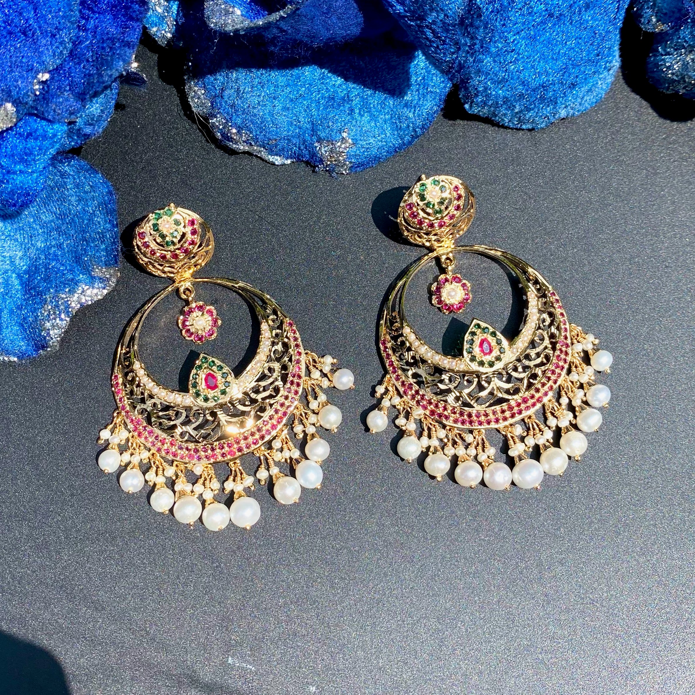 Intricate Chandbali Design | Stone Studded Earrings on 925 Silver | ER 604