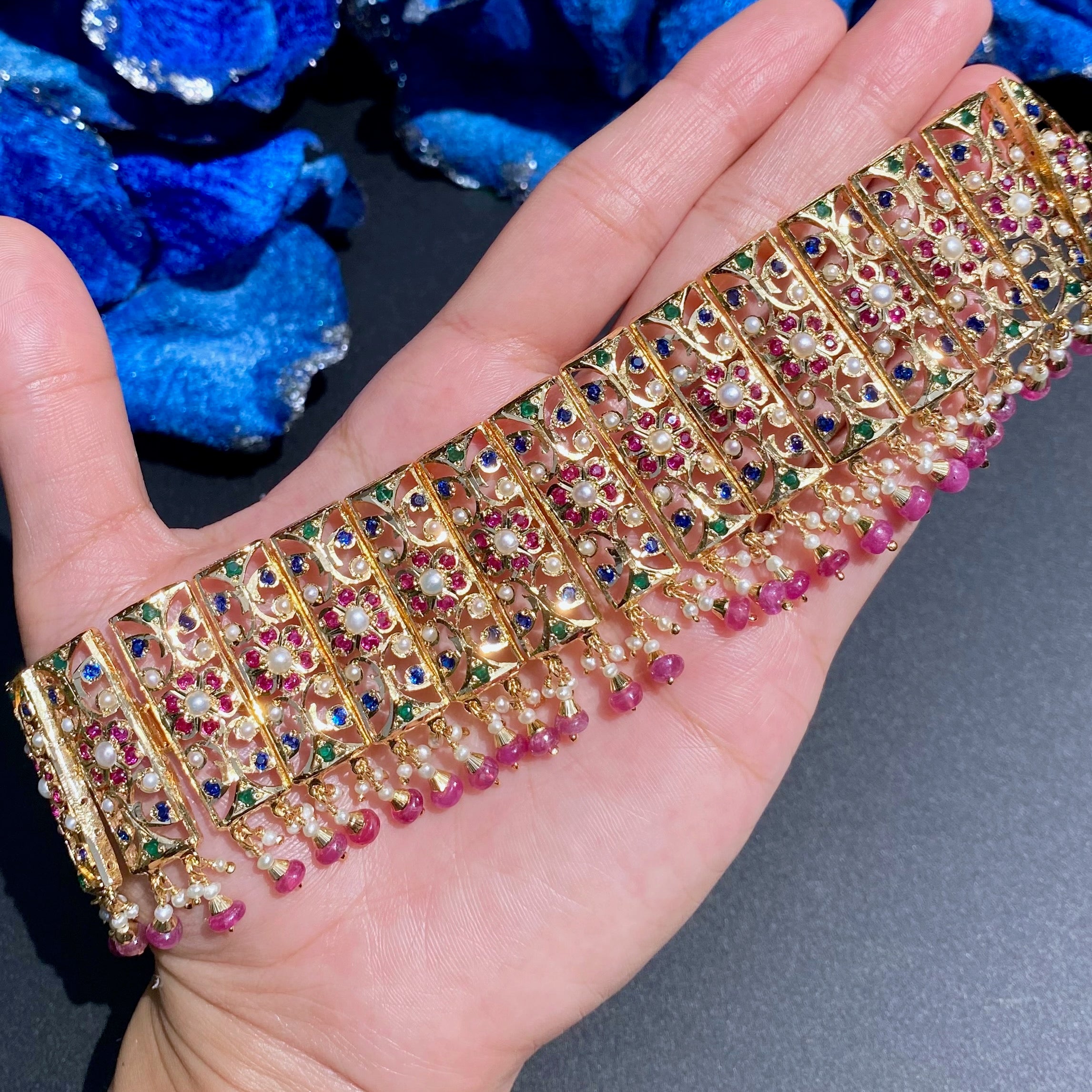 Bridal Choker Paired with Chandbali Earrings | Premium Indian Silver Jewelry | Gold Plated NS 419