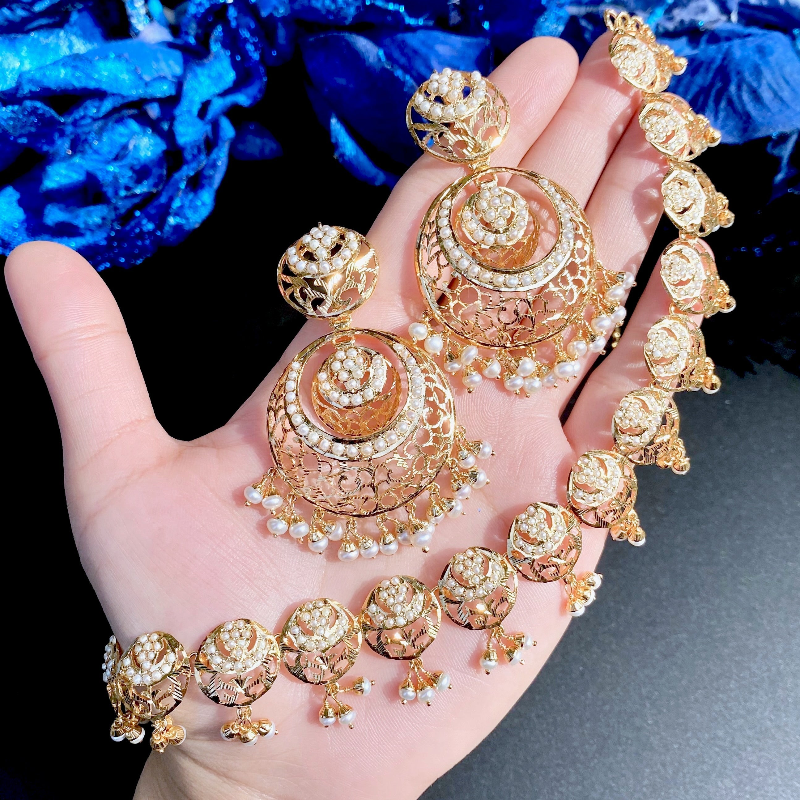 gold plated pearl necklace set in mumbai