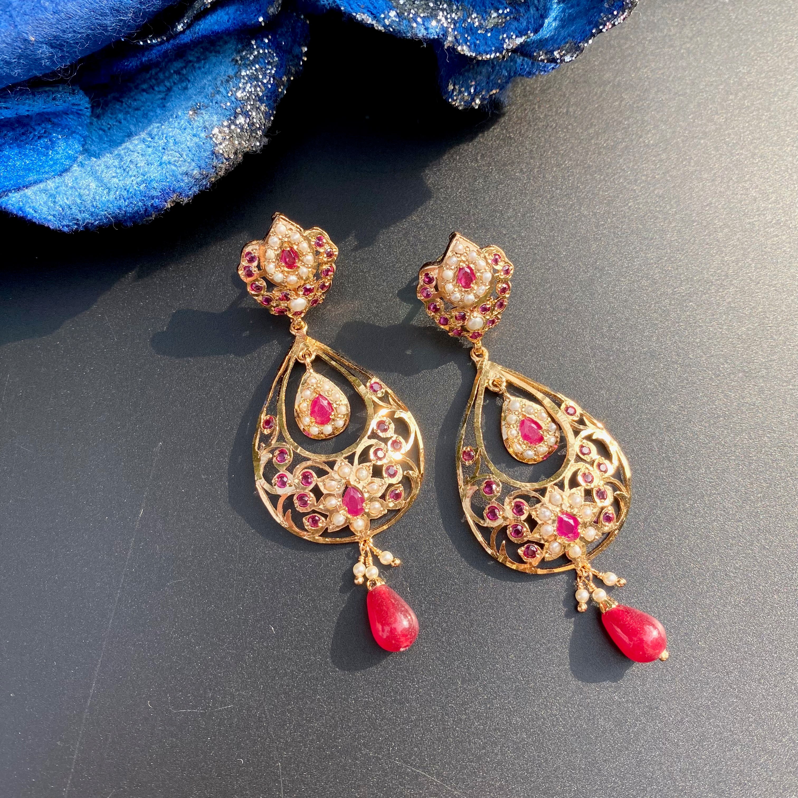 Drop Shaped Chandbali Earrings | Gold Plated Fashion Earrings BER 005