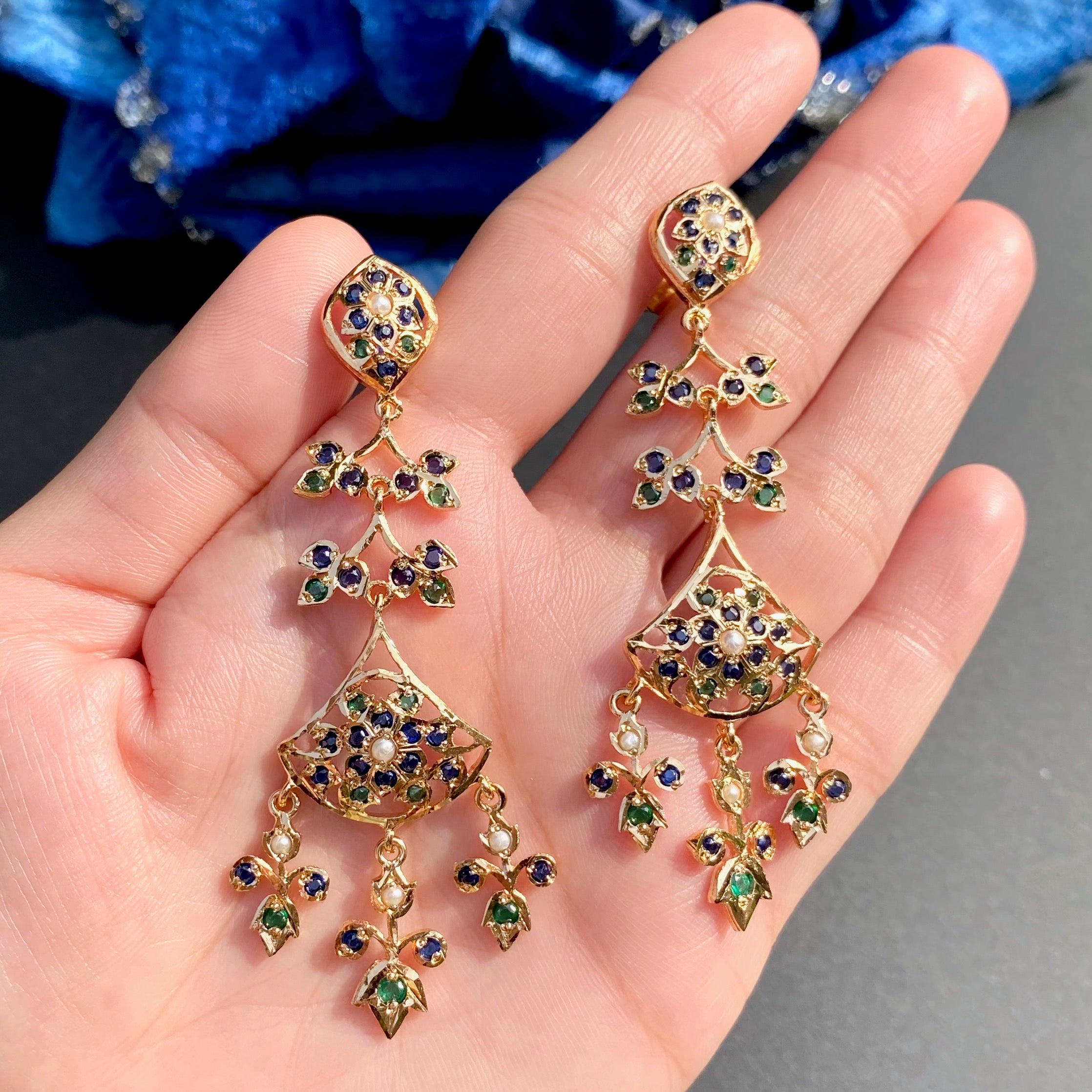 Long Drop & Dangle Earrings | Exquisitely Designed Immitation Jadau Jewelry | BER 018