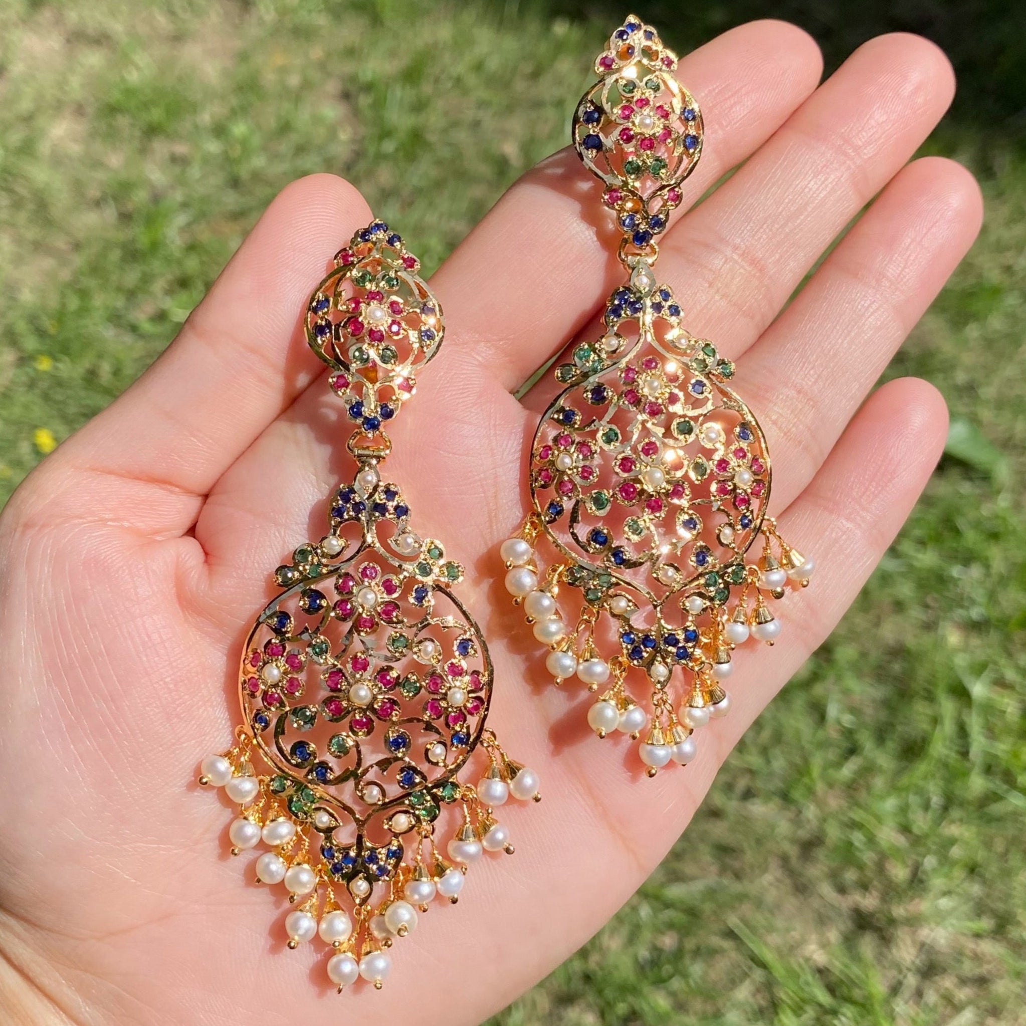 Handcrafted Victorian Earrings in Gold Plated Silver | ER 436