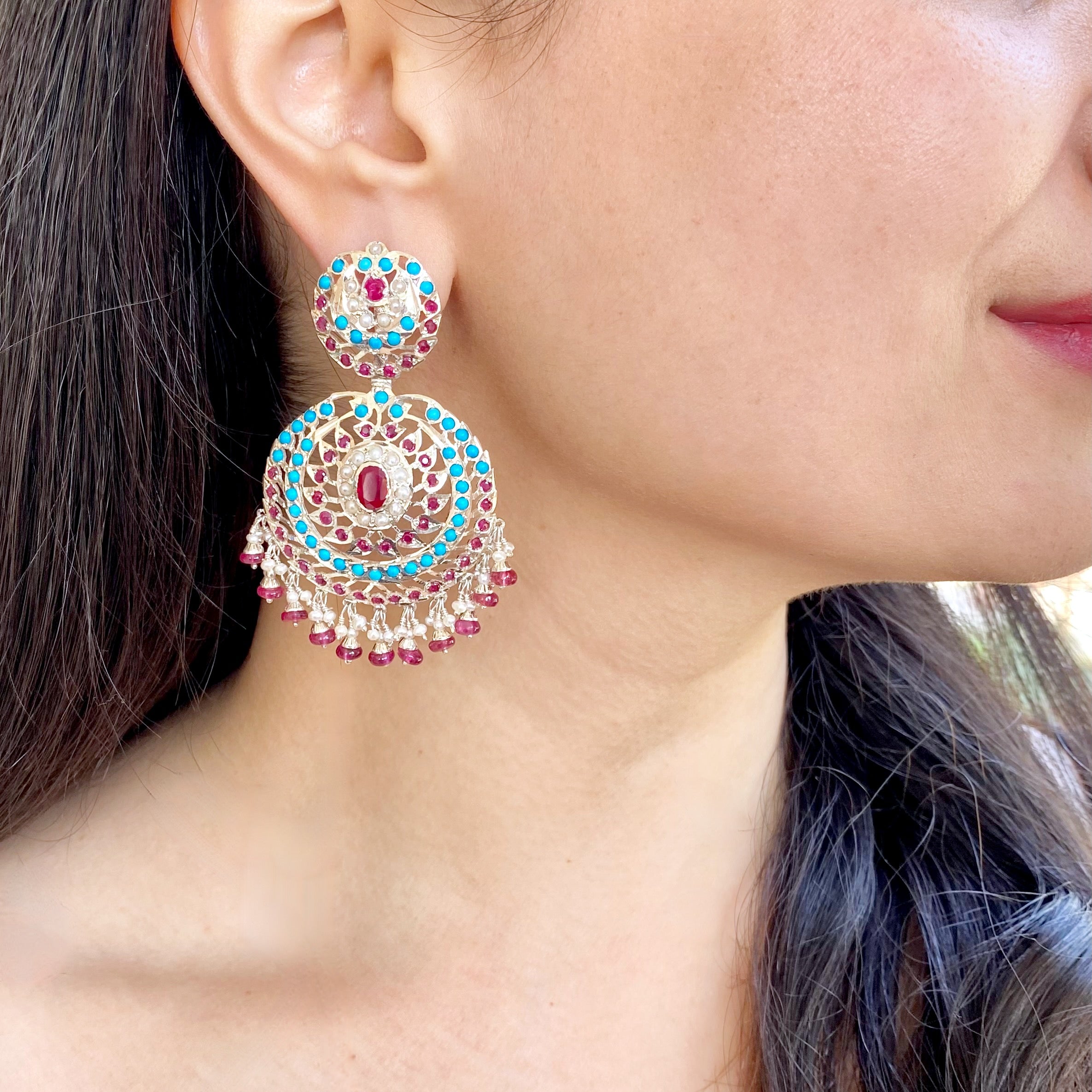 colorful silver earrings