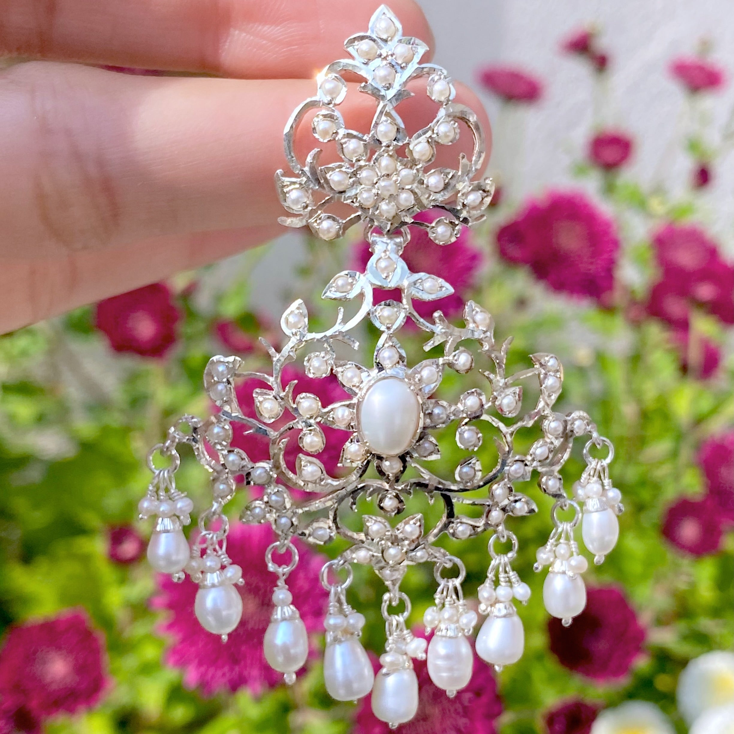 edwardian victorian pearl earrings sterling silver