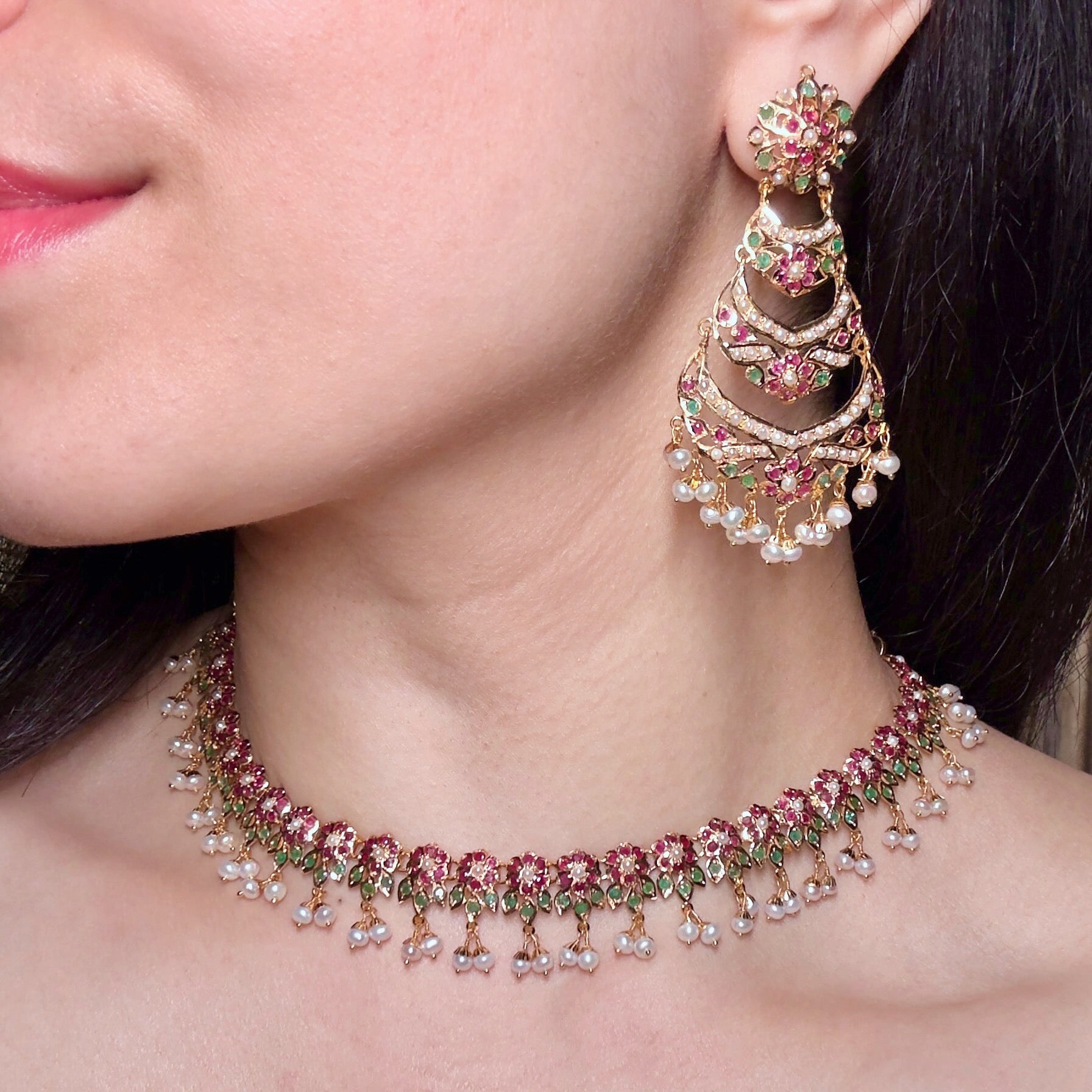 classic jadau necklace set