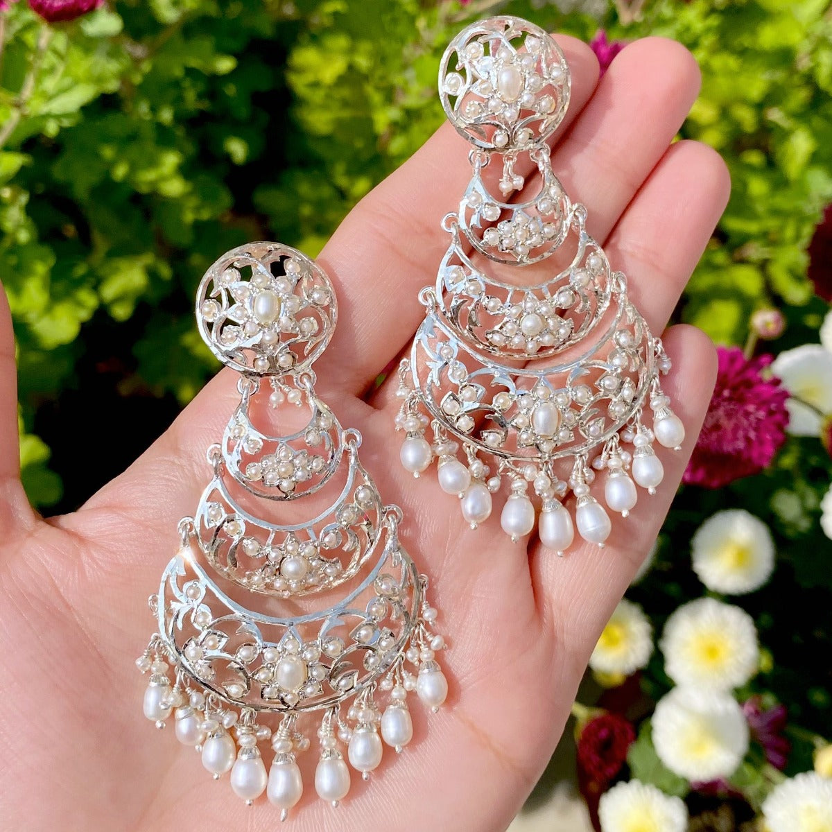 Silver shop danglers earrings