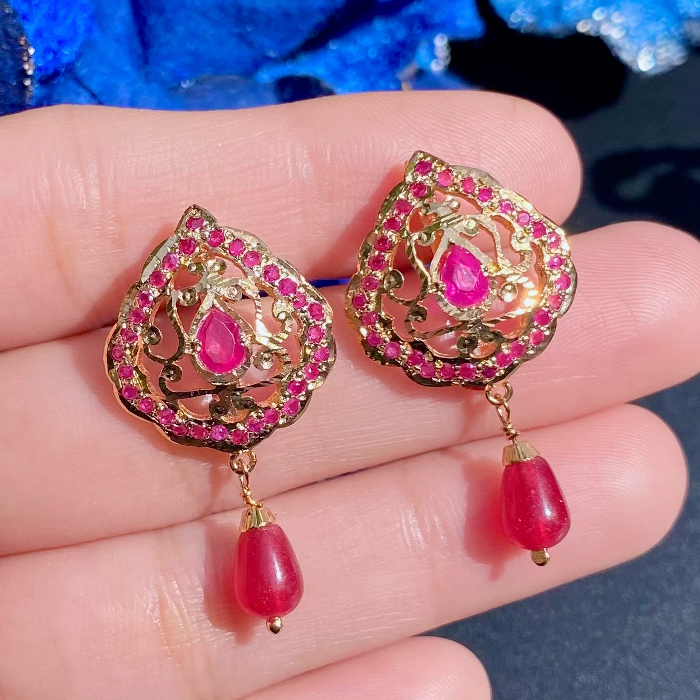 Exclusive Ruby Red Pendant Set | Gold Plated on Silver Base PS 137