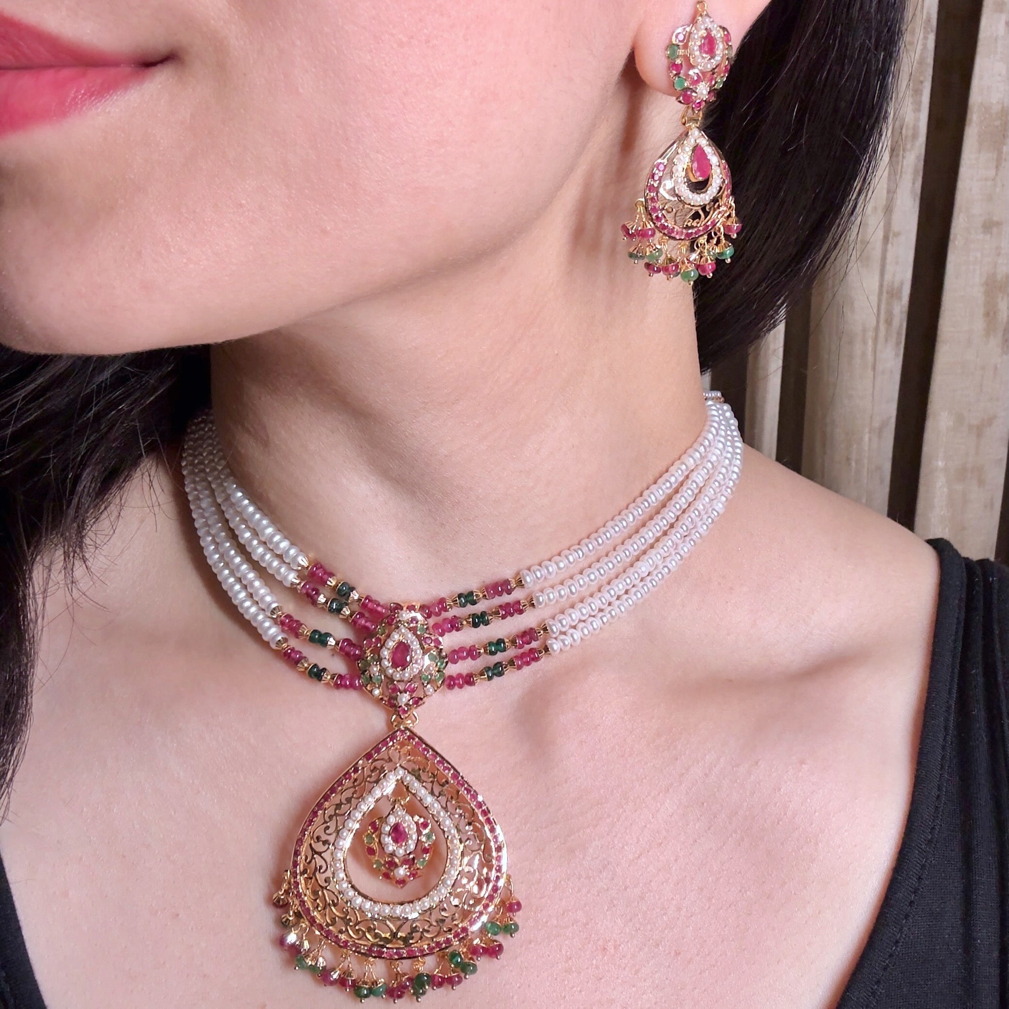 gold choker set jadau